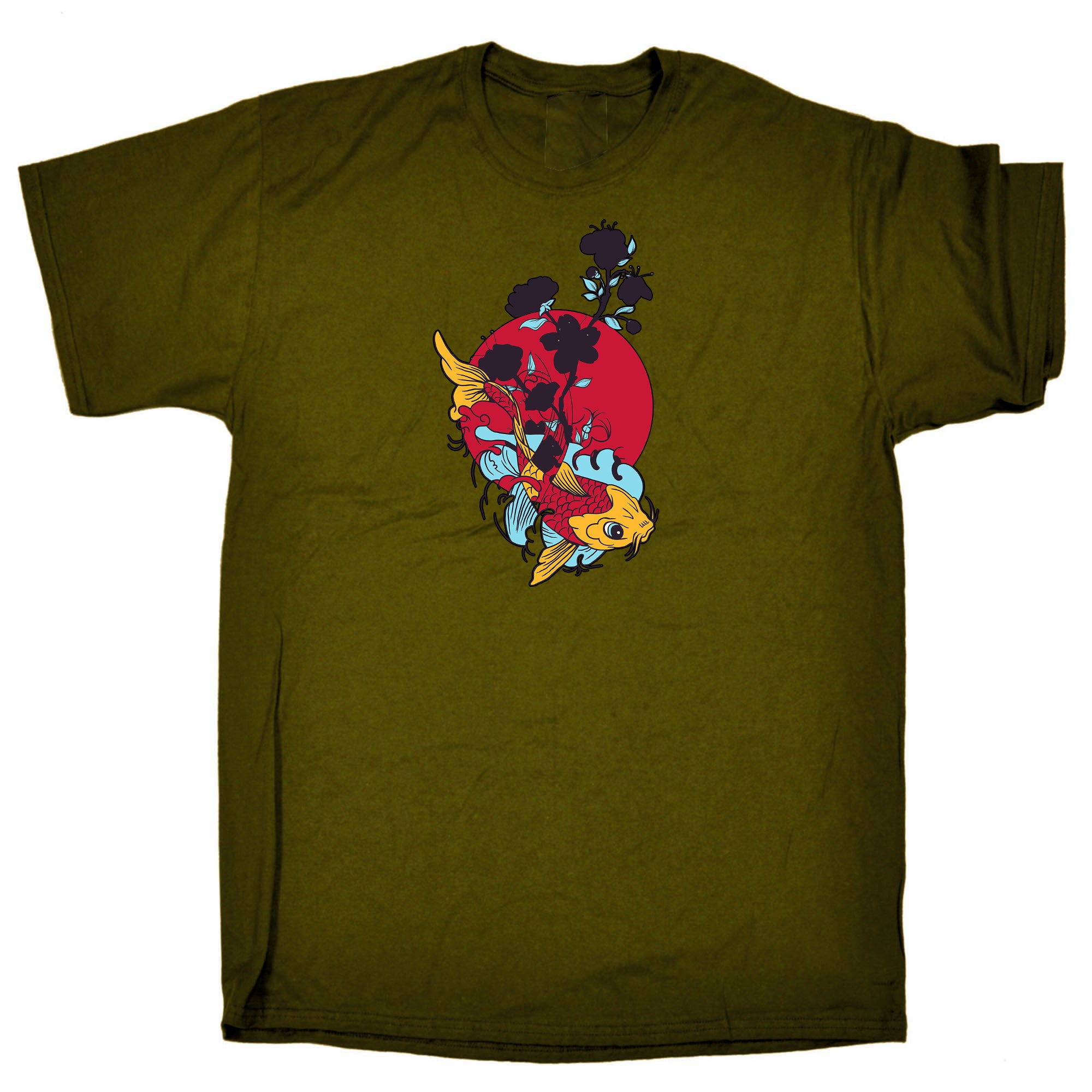 Koi Moon Flowers Fish Sunset - Mens Funny T-Shirt Tshirts