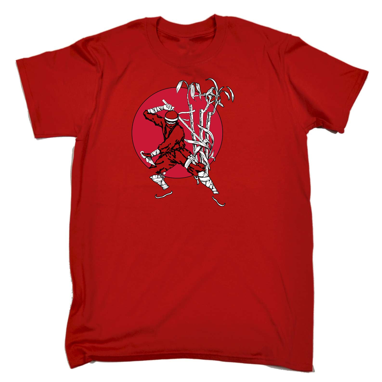 Ninja Bamboo Sunset - Mens Funny T-Shirt Tshirts