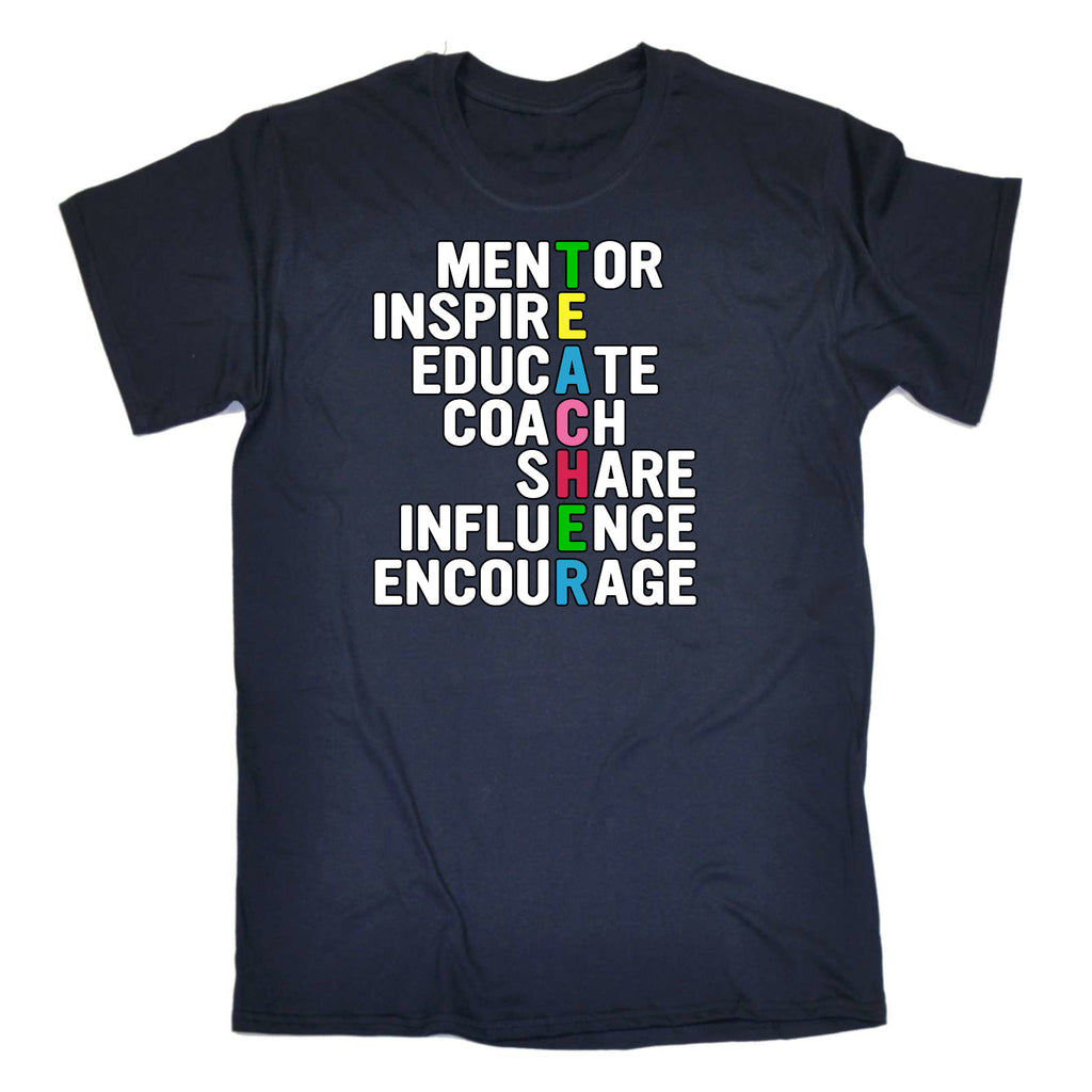 Teacher Words Inspire Educate Coach - Mens Funny T-Shirt Tshirts