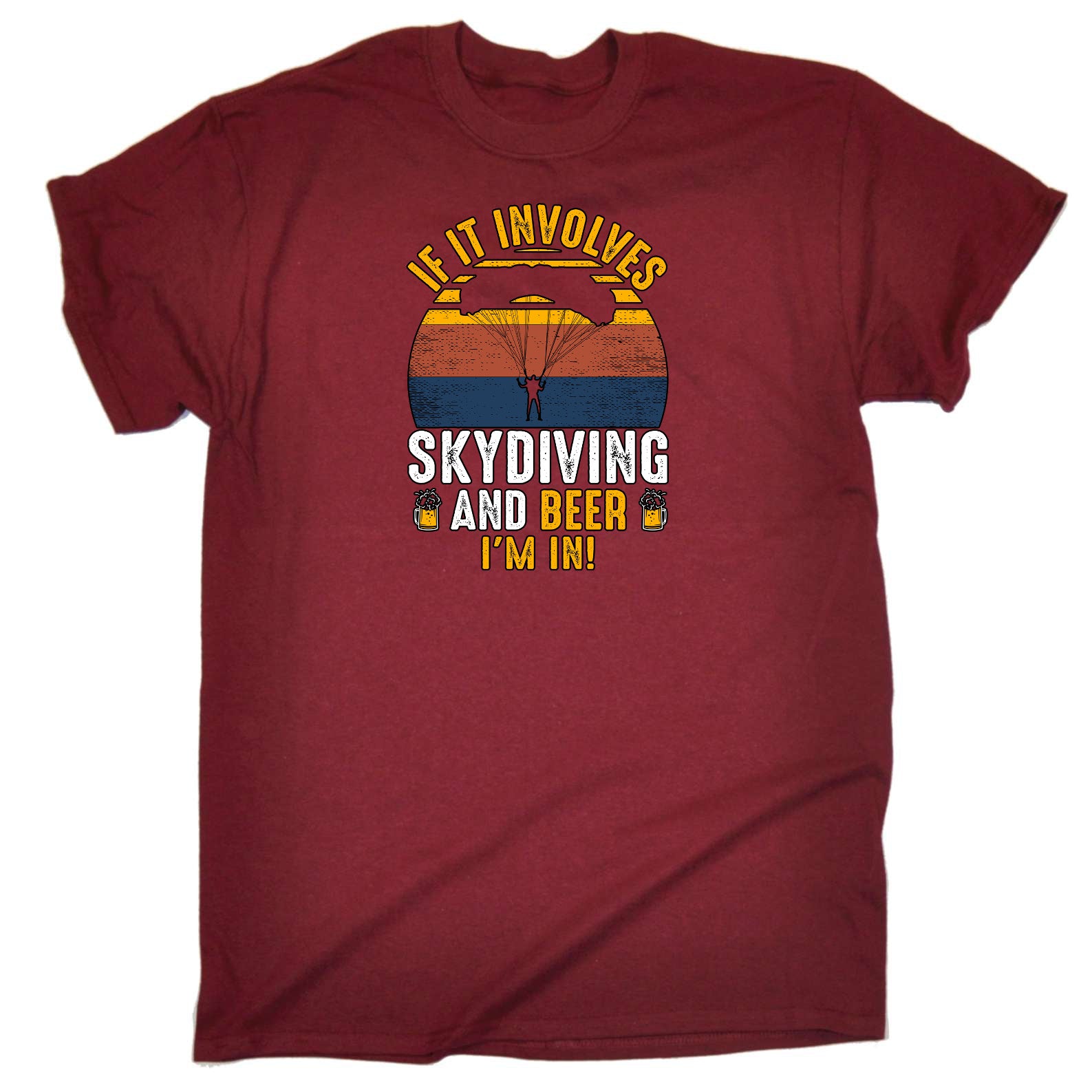 If It Involves Skydiving And Beer Im In - Mens Funny T-Shirt Tshirts