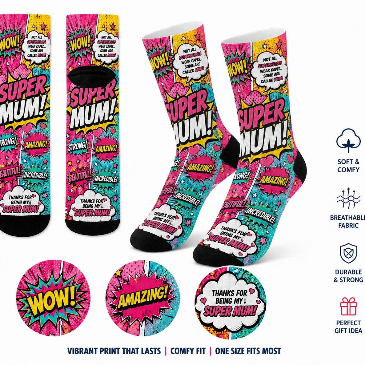 SUPER FAMILY FUN SOCKS Christmas Gifts Mum Dad Uncle Aunti Funny Birthday Gift