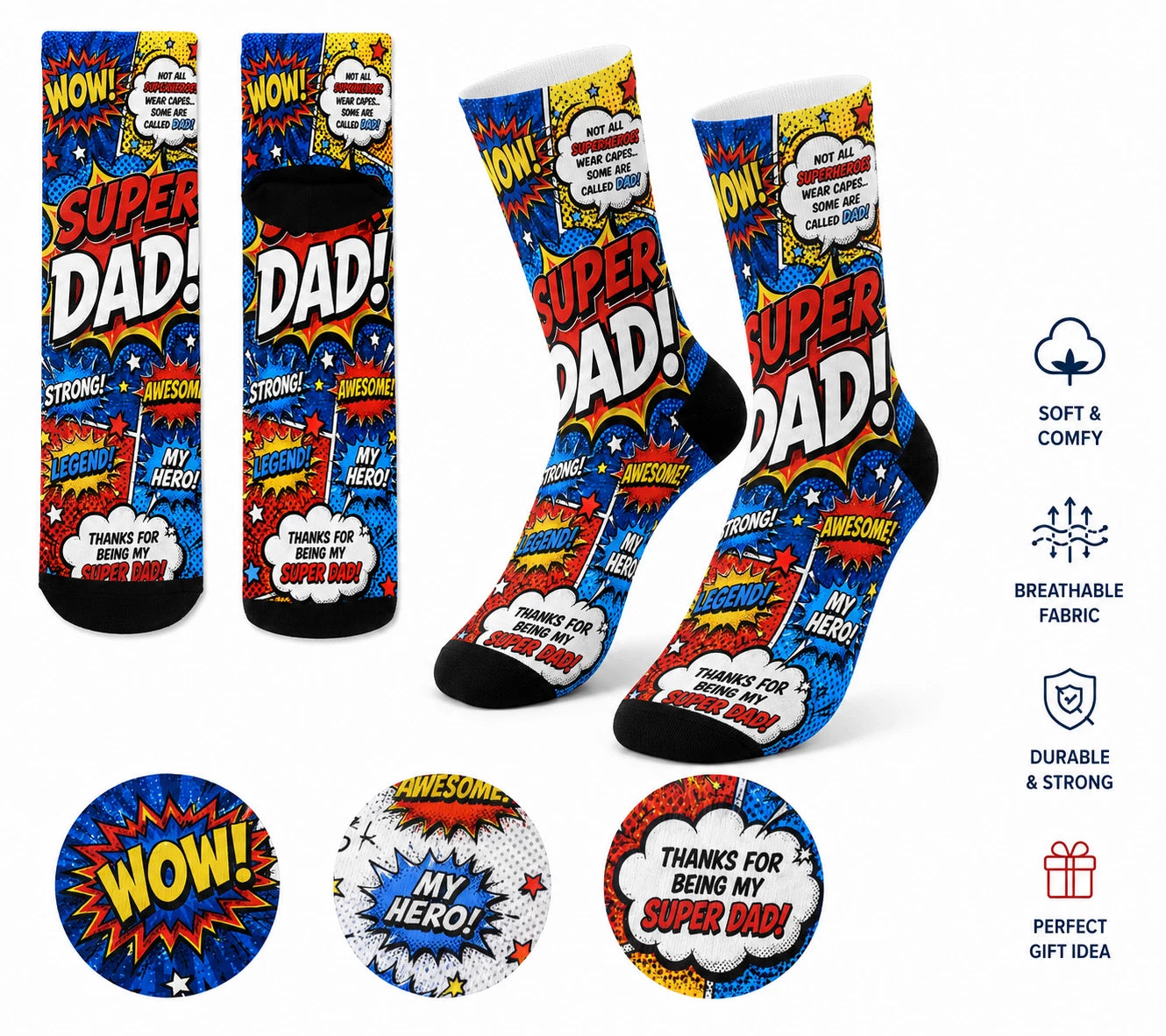 SUPER FAMILY FUN SOCKS Christmas Gifts Mum Dad Uncle Aunti Funny Birthday Gift