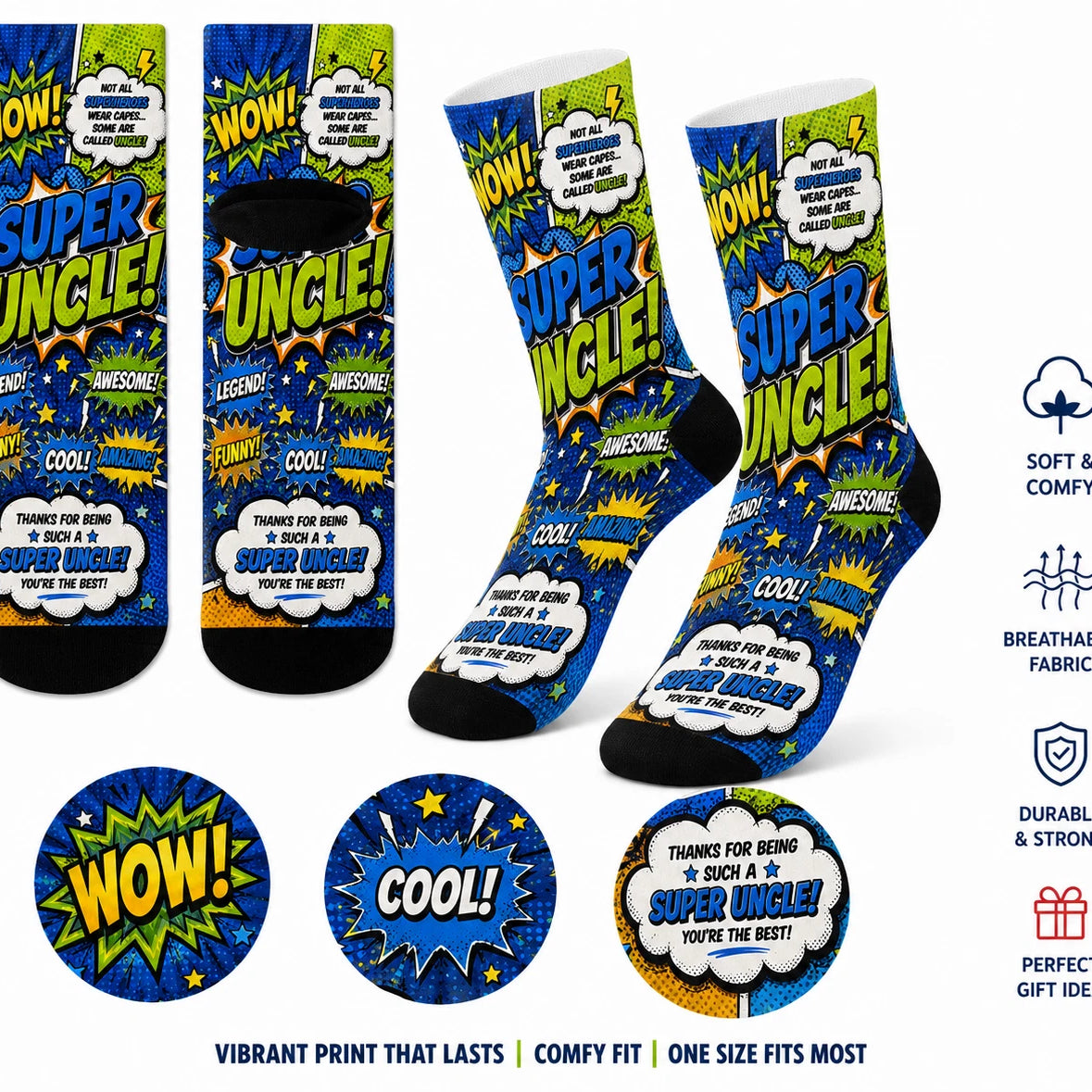 SUPER FAMILY FUN SOCKS Christmas Gifts Mum Dad Uncle Aunti Funny Birthday Gift