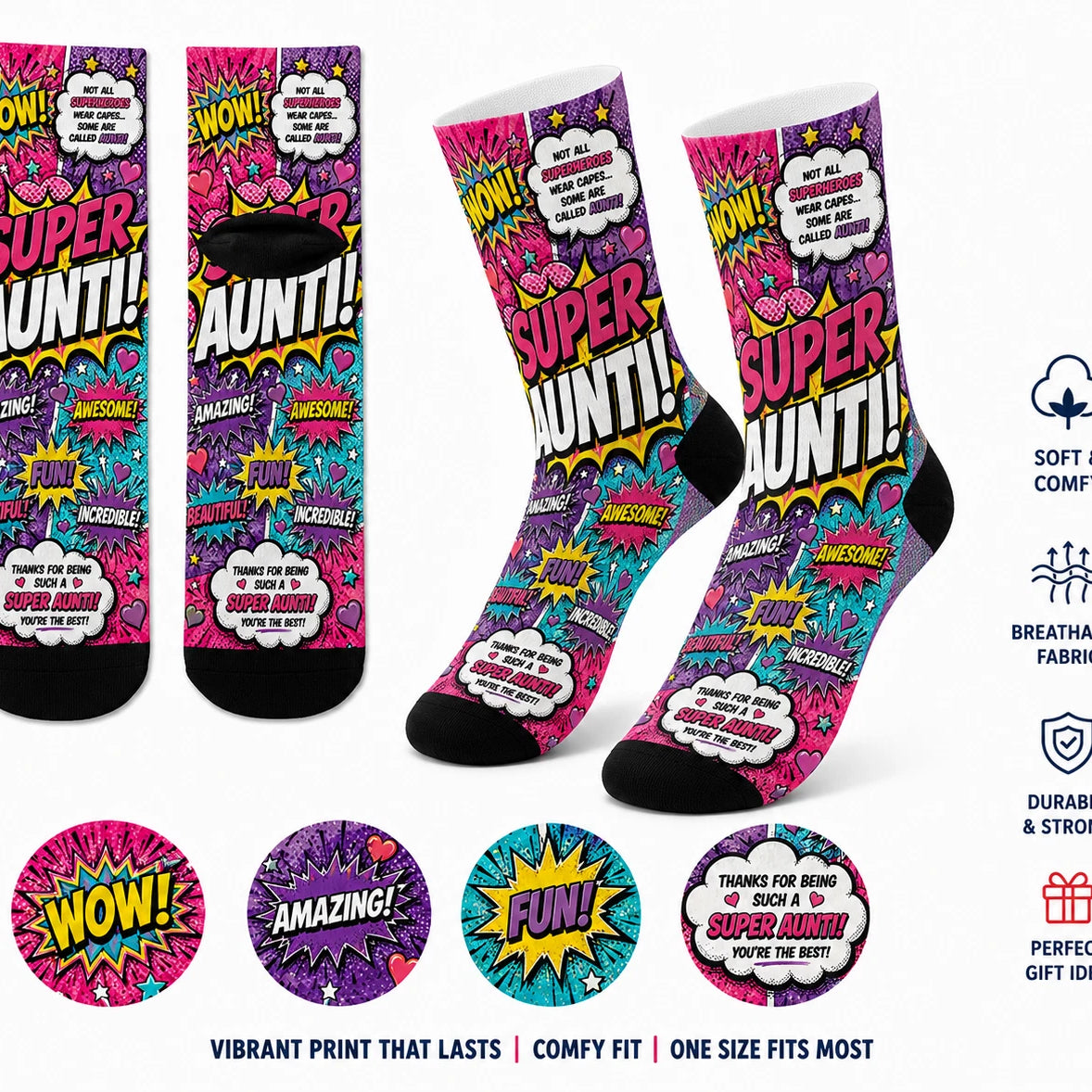 SUPER FAMILY FUN SOCKS Christmas Gifts Mum Dad Uncle Aunti Funny Birthday Gift