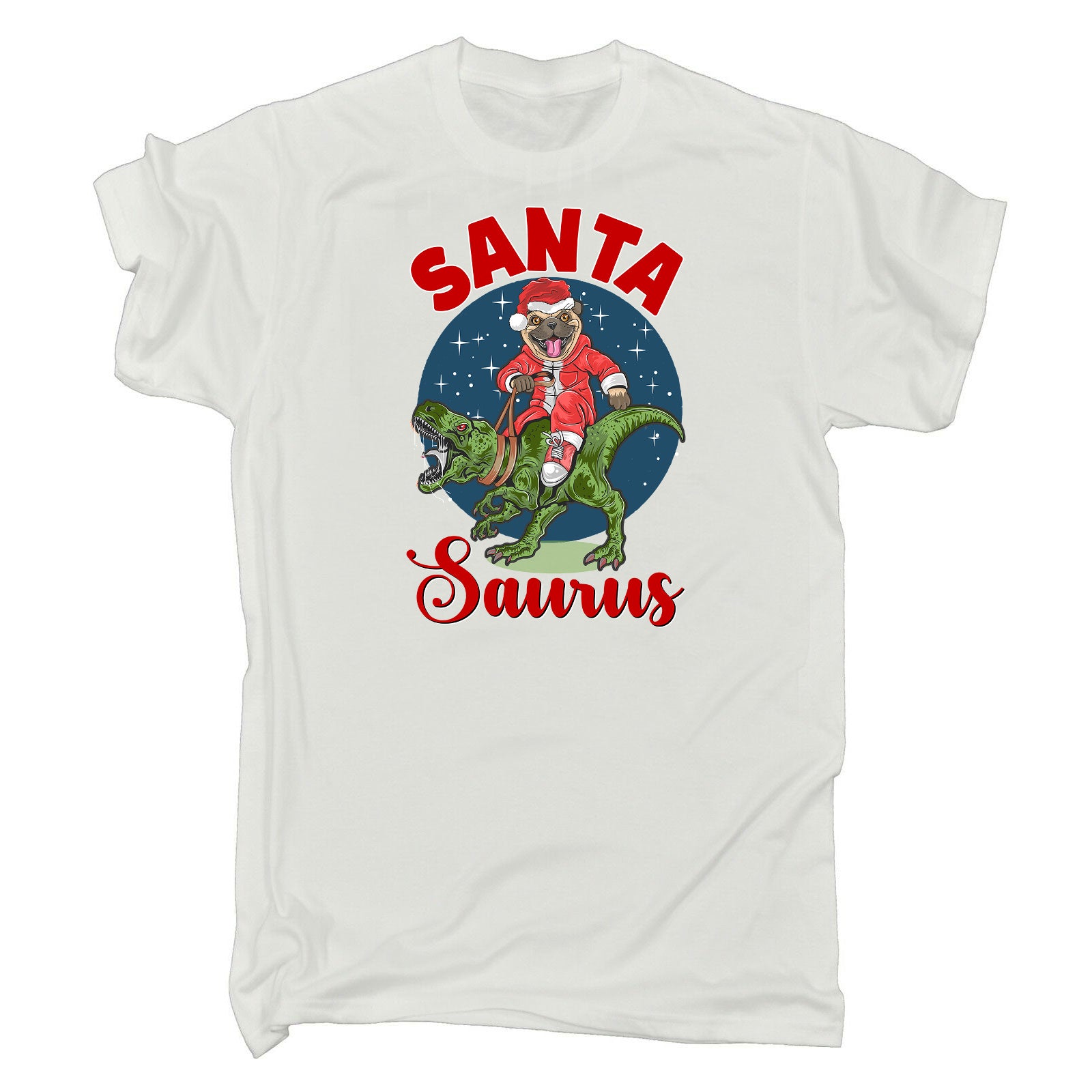 Santa Saurus Dinosaur Christmas Xmas Pug Dog - Mens Funny T-Shirt Tshirts