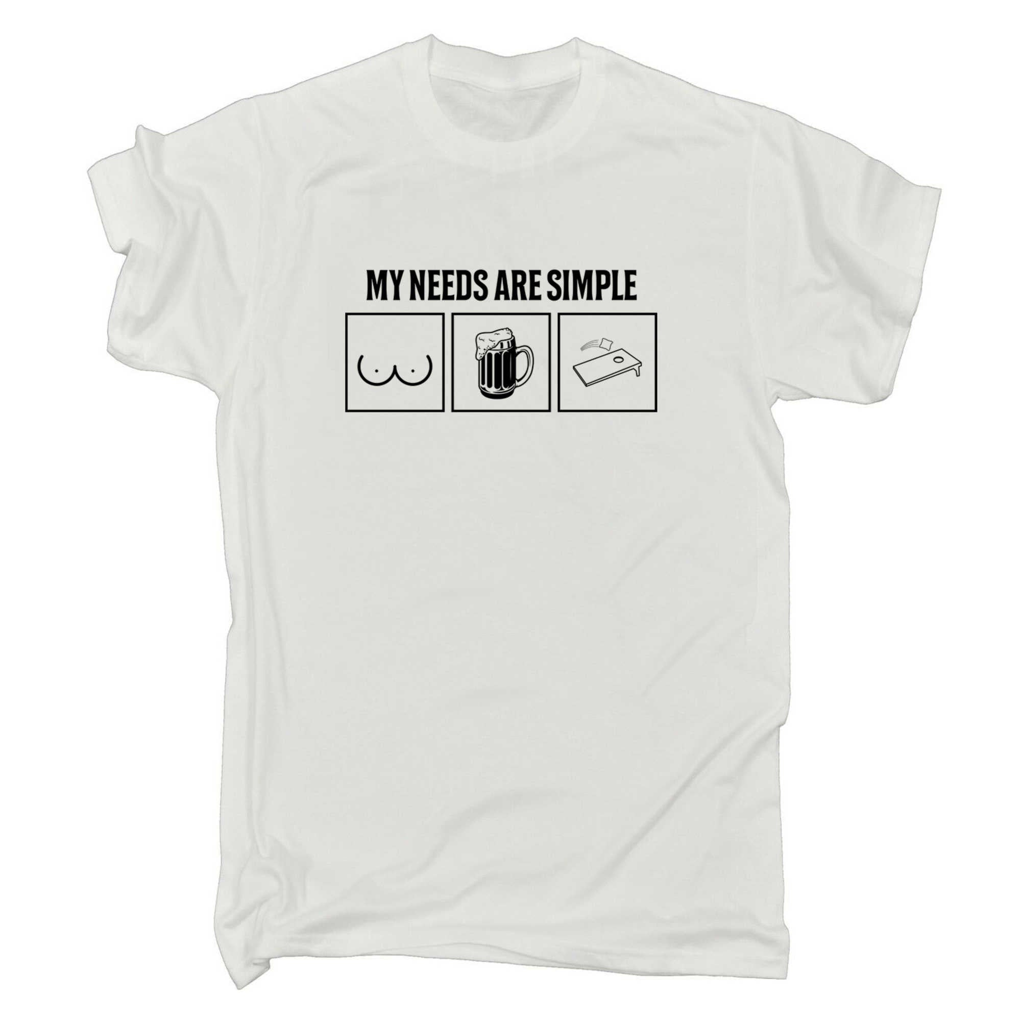 My Needs Are Simple Beer Cornhole - Mens 123t Funny T-Shirt Tshirts