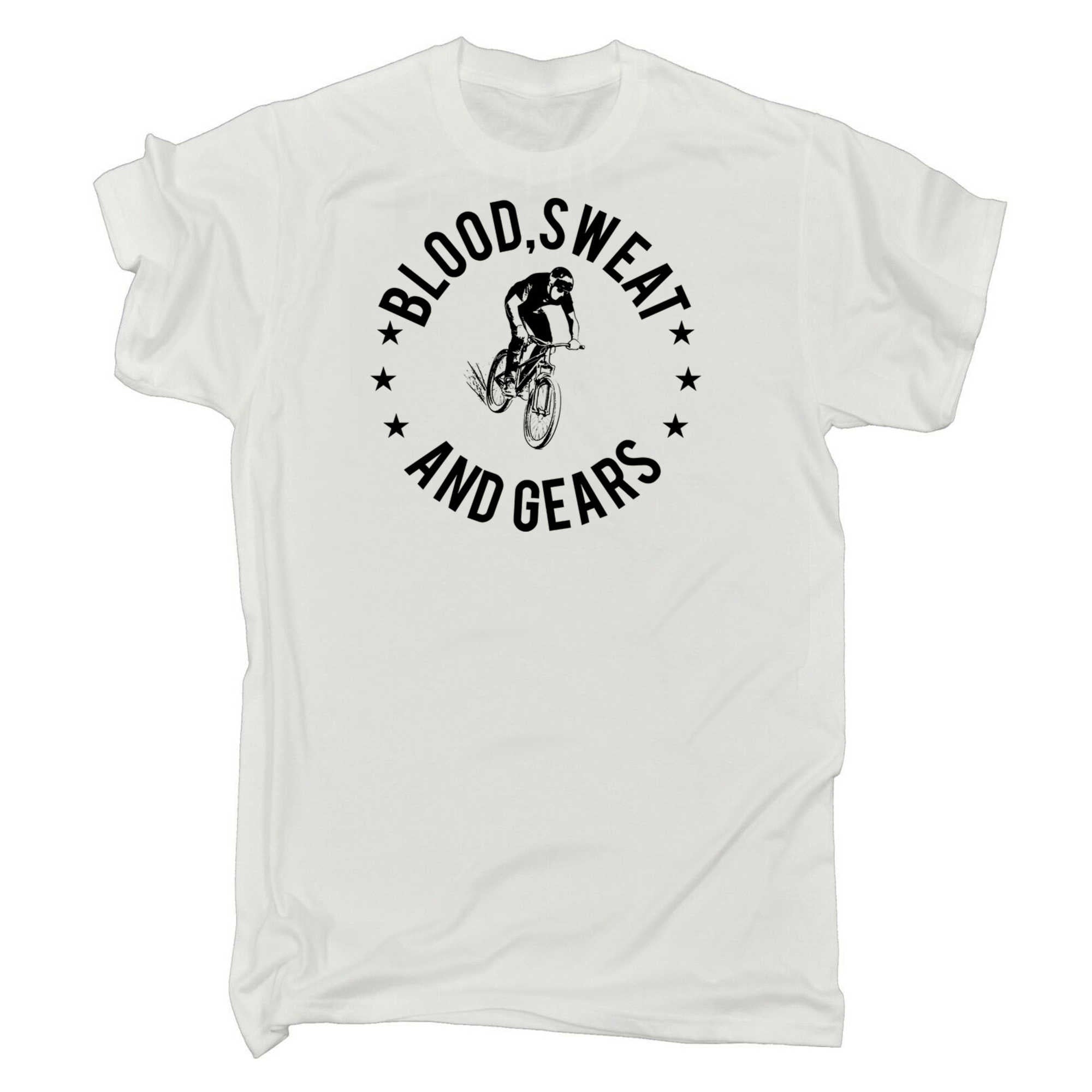 Blood Sweat And Gears Mountain Bike Cycling - Mens 123t Funny T-Shirt Tshirts