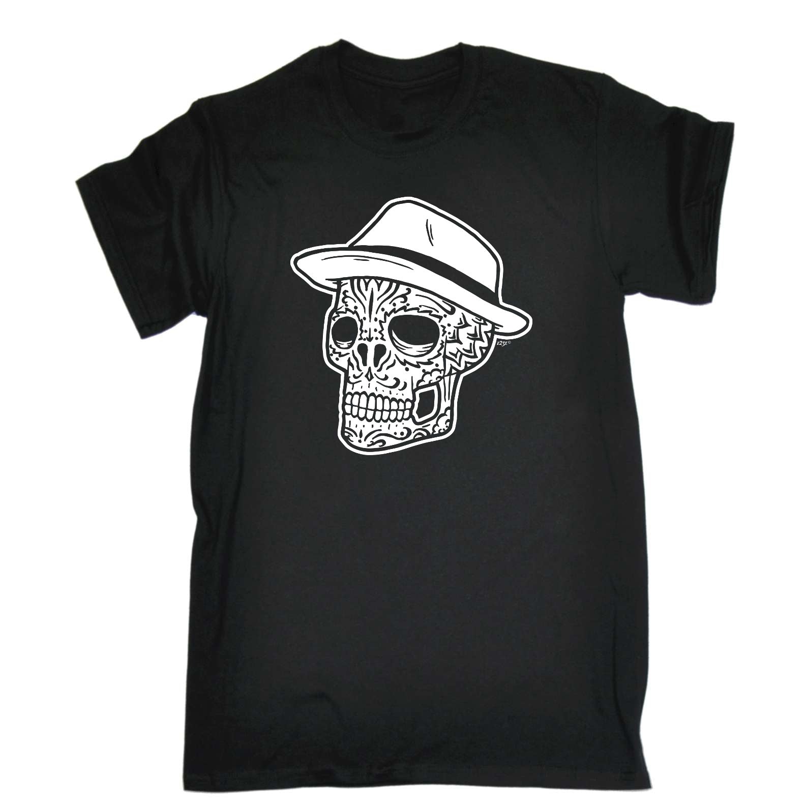Fedora Candy Skull - Mens Funny T-Shirt Tshirts