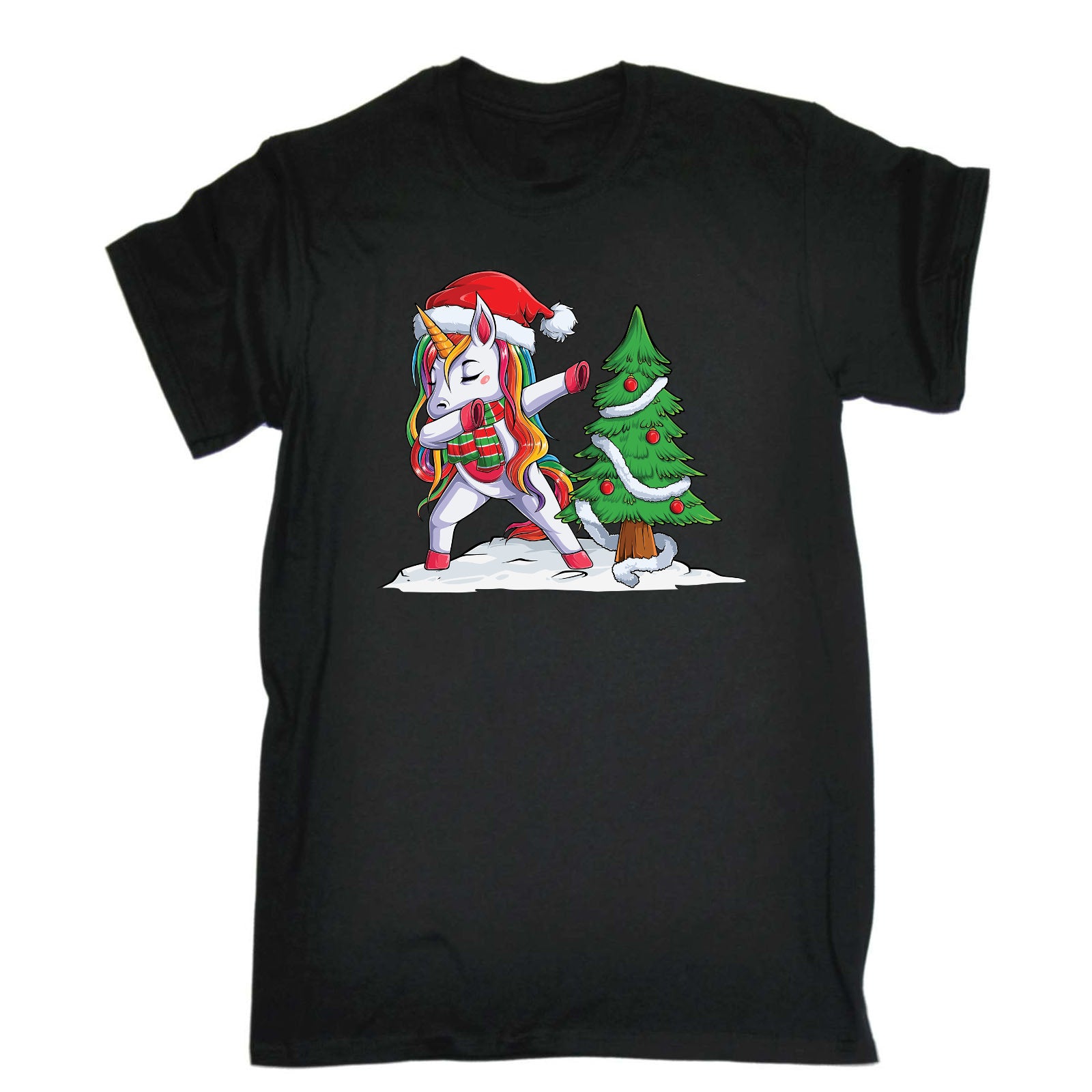 Xmas Unicorn Dab Dabbing Around Christmas Tree - Mens Funny T-Shirt Tshirts