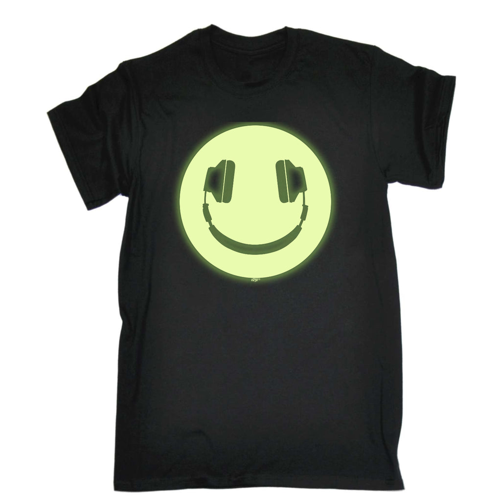 Headphone Smile Glow In The Dark - Mens Funny T-Shirt Tshirts