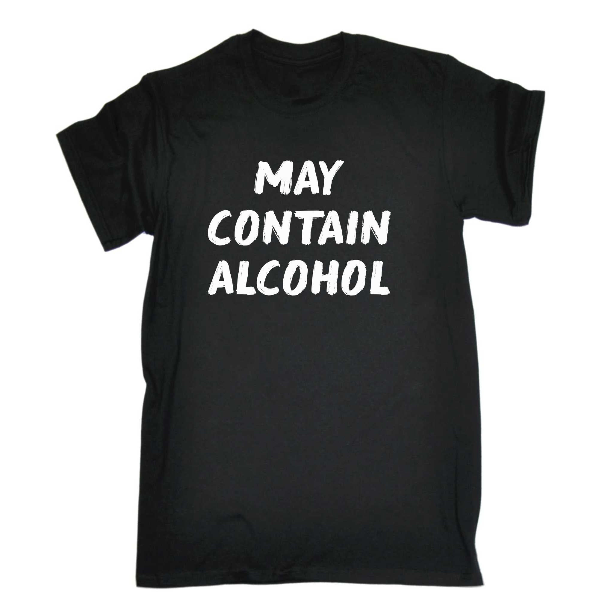 May Contain Alcohol Text Beer Wine Whisky Gin - Mens 123t Funny T-Shirt Tshirts