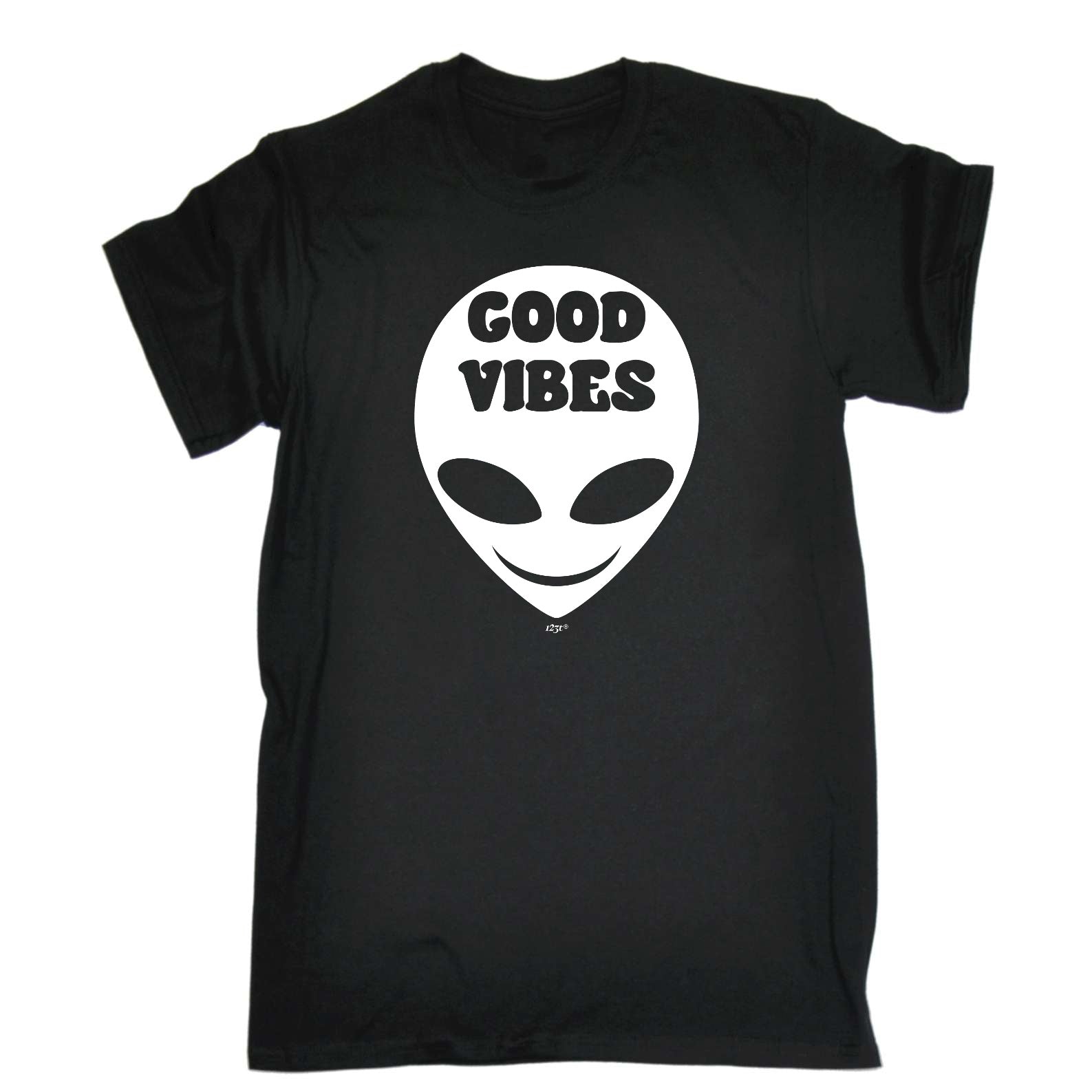 Festival Good Vibes Alien White - Mens Funny T-Shirt Tshirts