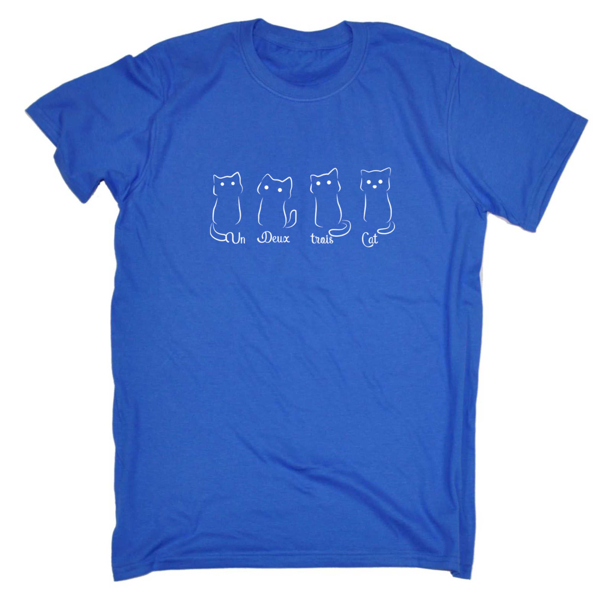 Un Deux Trois Cat - Mens 123t Funny T-Shirt Tshirts