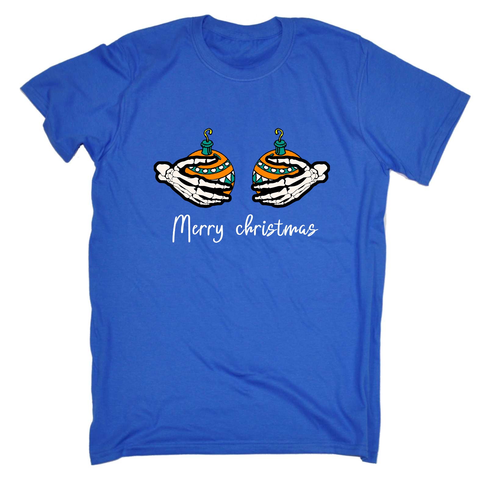 Merry Christmas Baubles Skeleton Hands - Mens Funny T-Shirt Tshirts