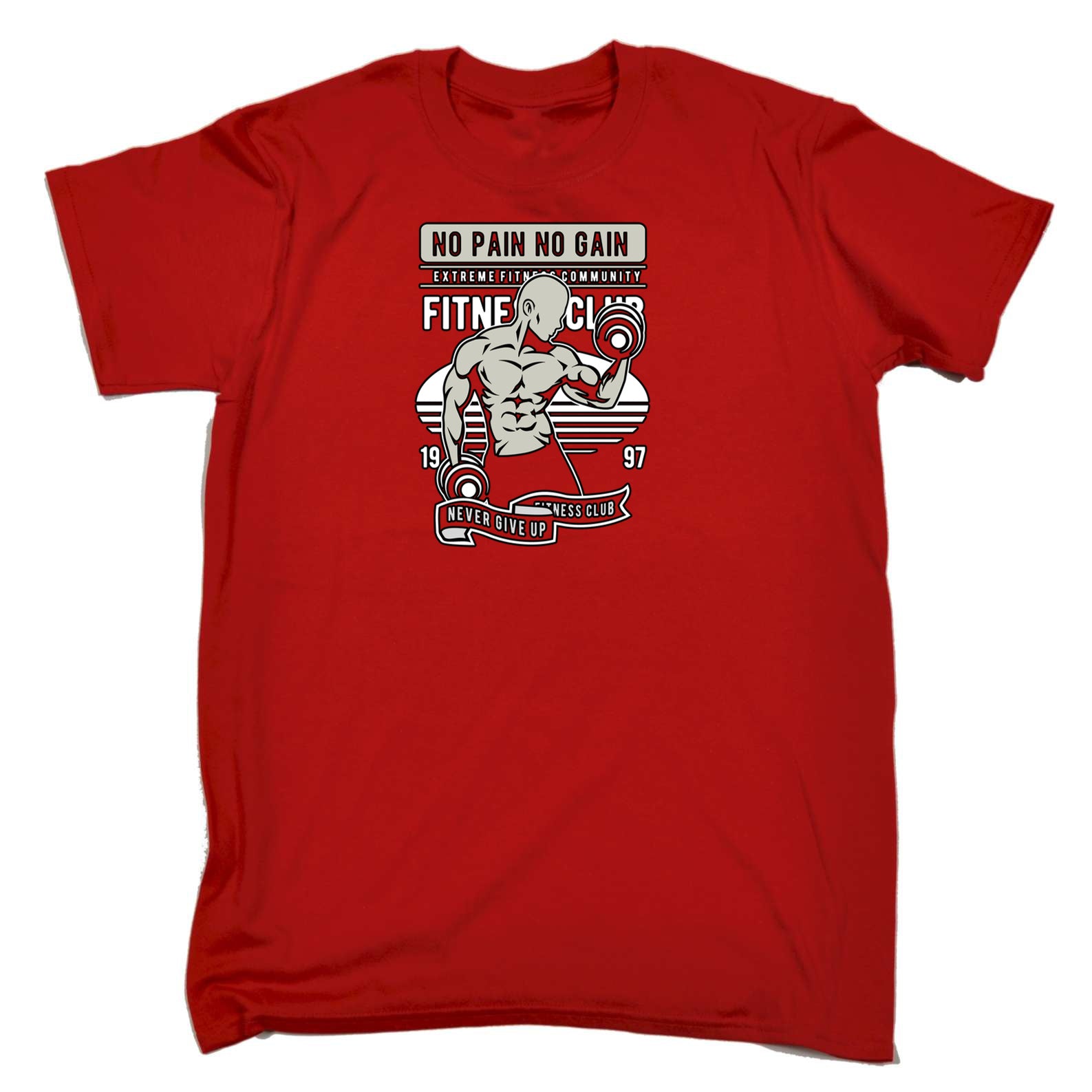 Fitness Club No Pain No Gain Gym Bodybuilding - Mens 123t Funny T-Shirt Tshirts
