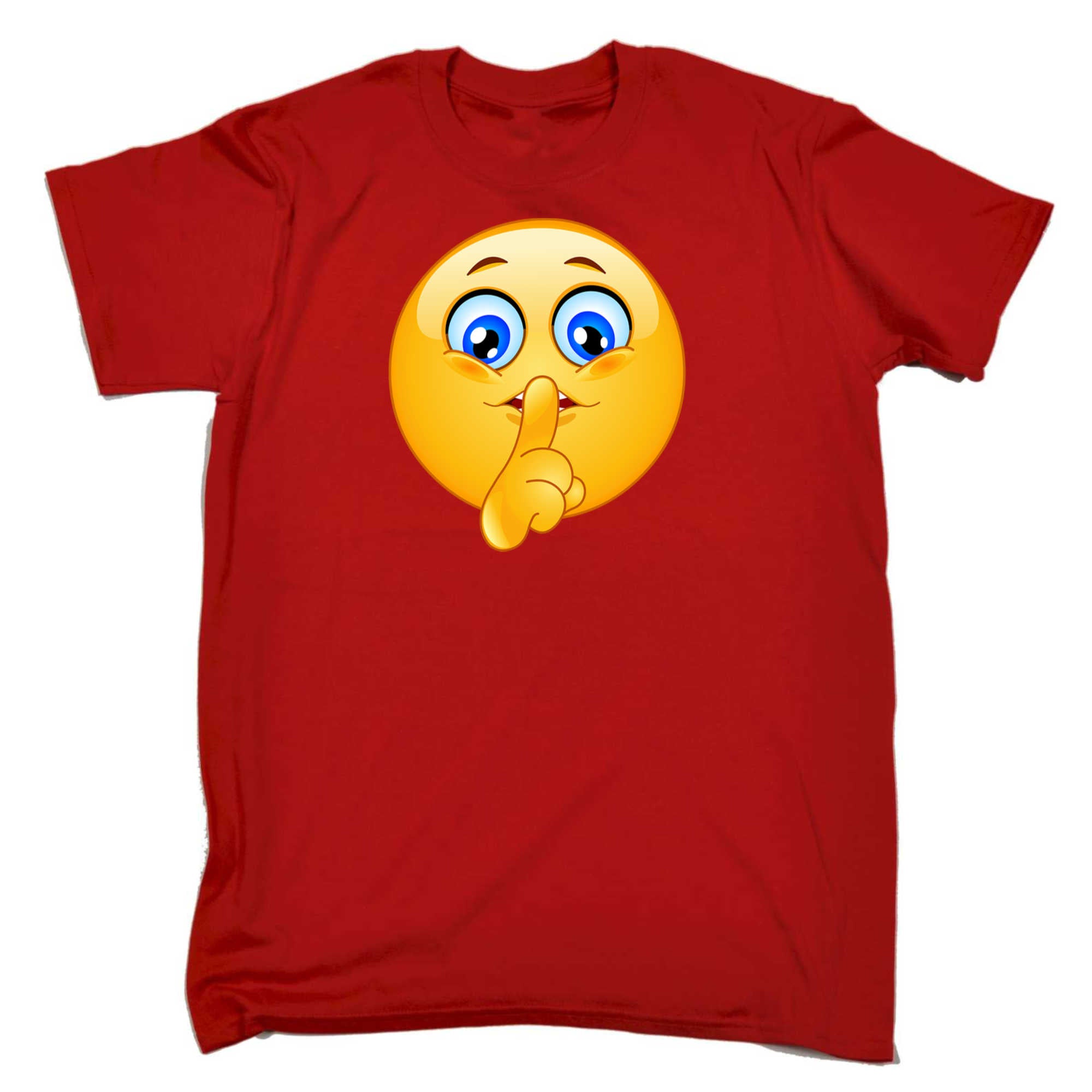 Shhh Emoticon Smile Face Icon - Mens 123t Funny T-Shirt Tshirts