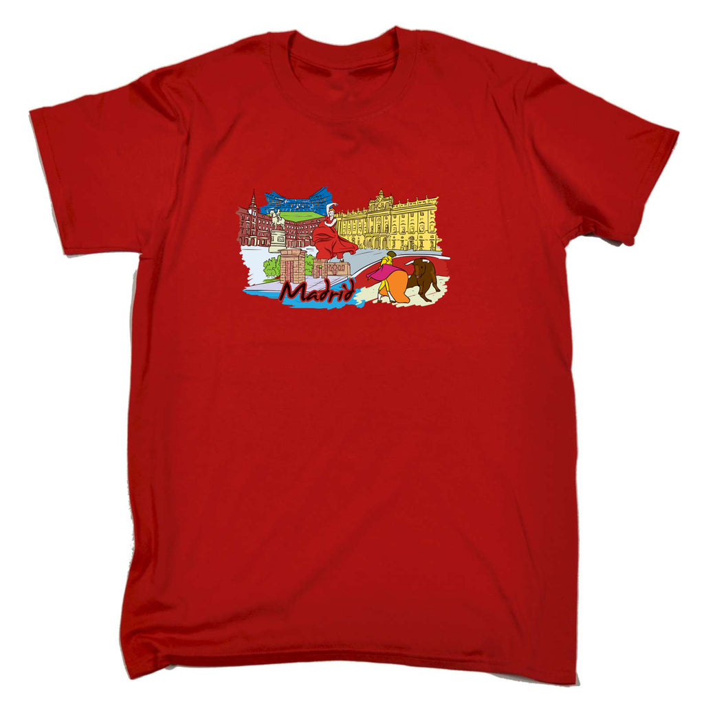 Madrid Spain Country Flag Destination - Mens 123t Funny T-Shirt Tshirts
