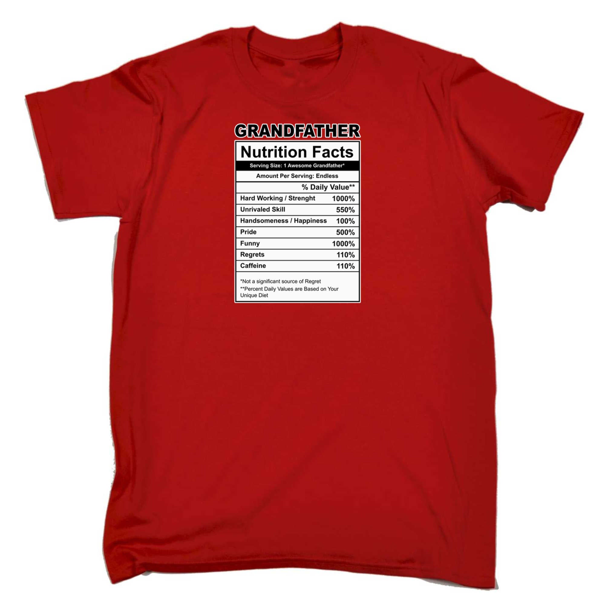 Grandfather Nutrition Facts - Mens 123t Funny T-Shirt Tshirts