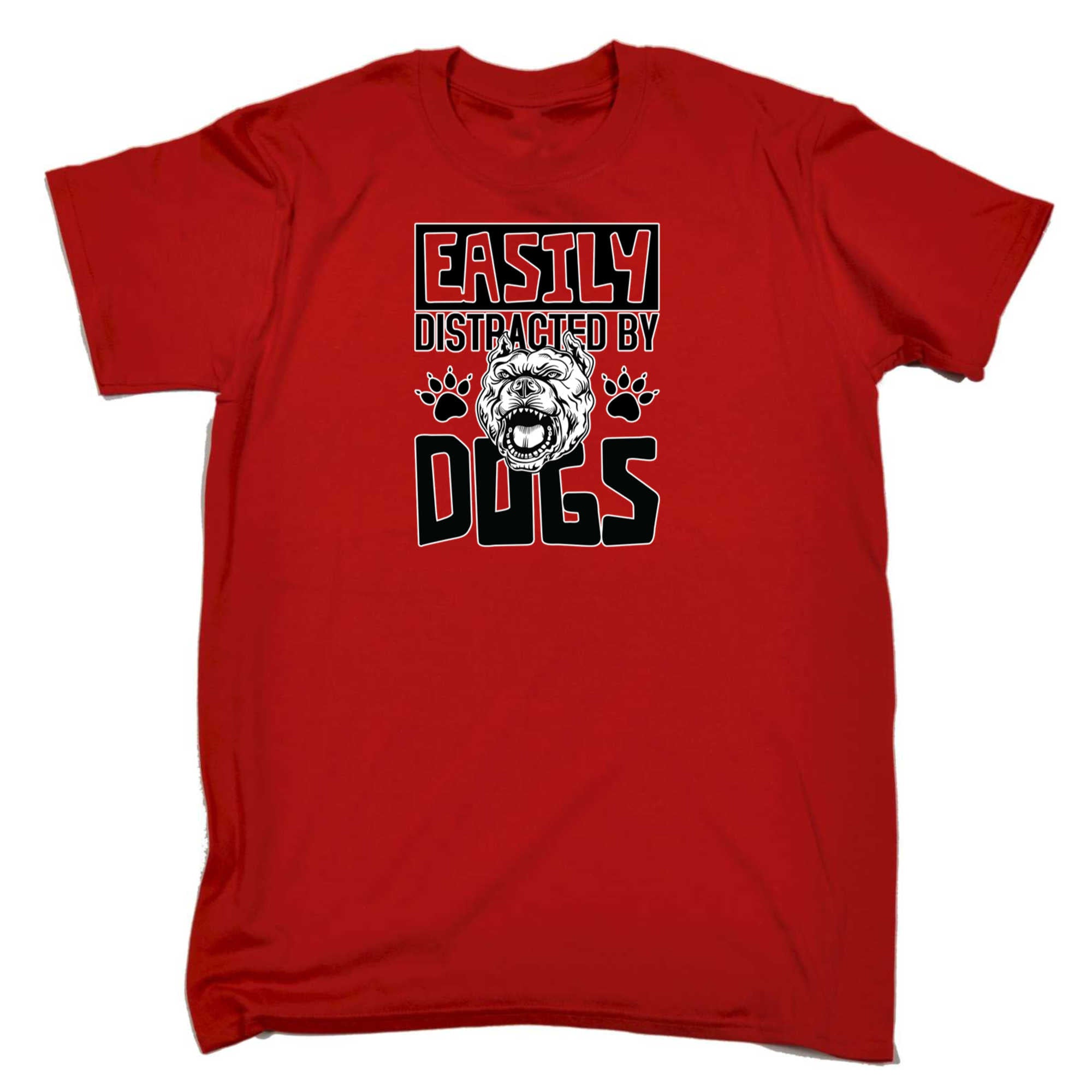 Easily Distracted By Dogs V2 - Mens 123t Funny T-Shirt Tshirts