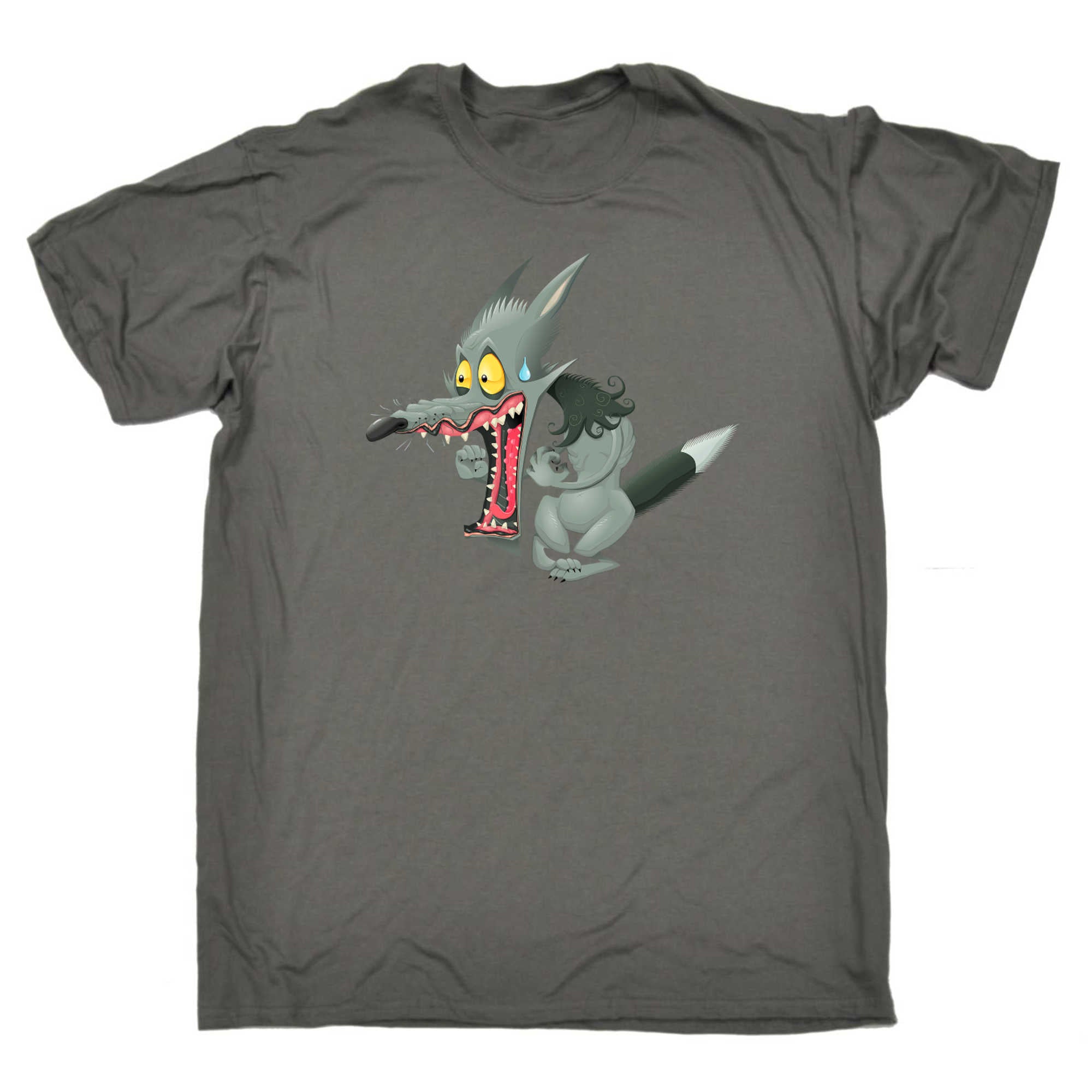 Wolf Startled Cartoon Animal Fashion - Mens 123t Funny T-Shirt Tshirts