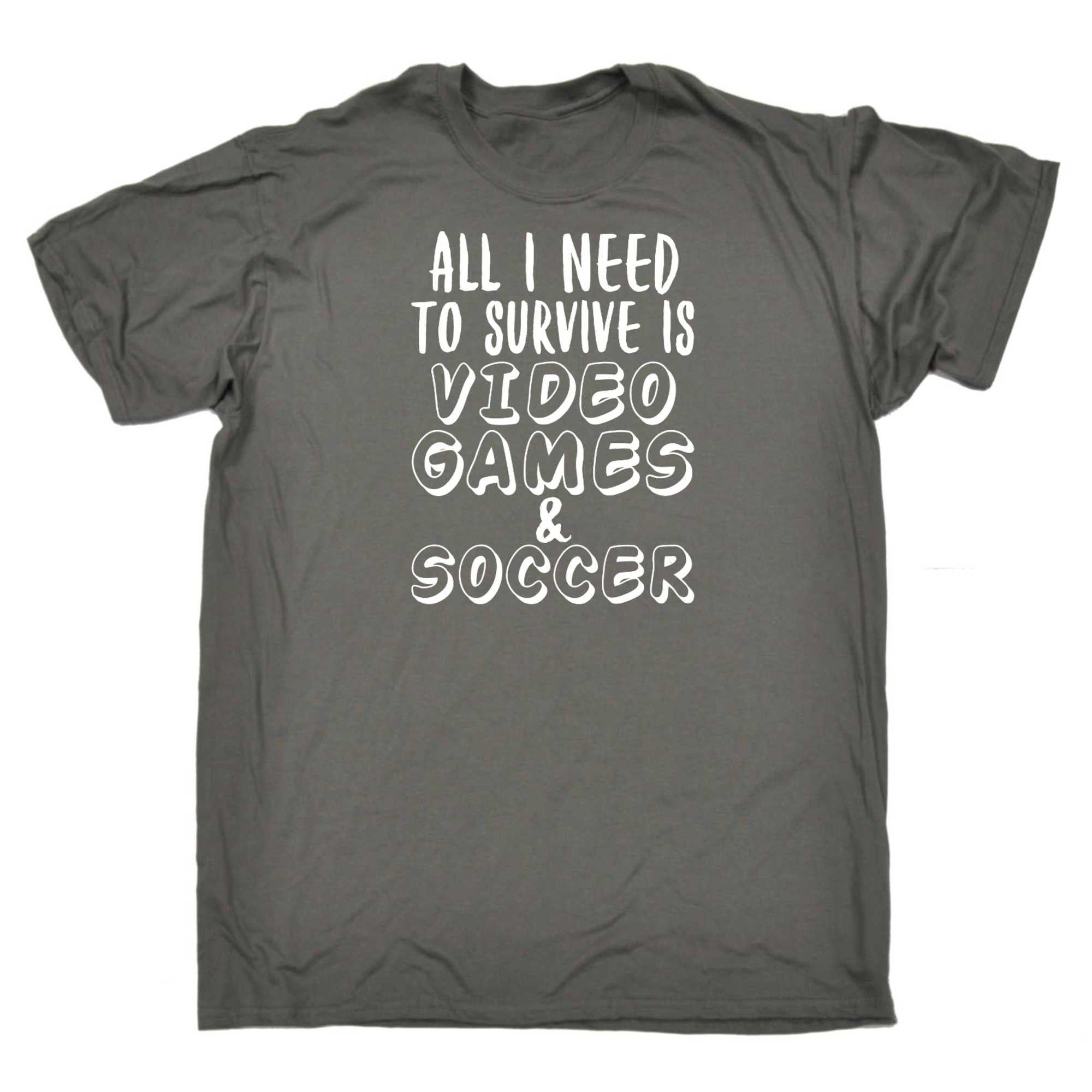 All I Need To Survive Is Video Games And Soccer - Mens 123t Funny T-Shirt Tshirts