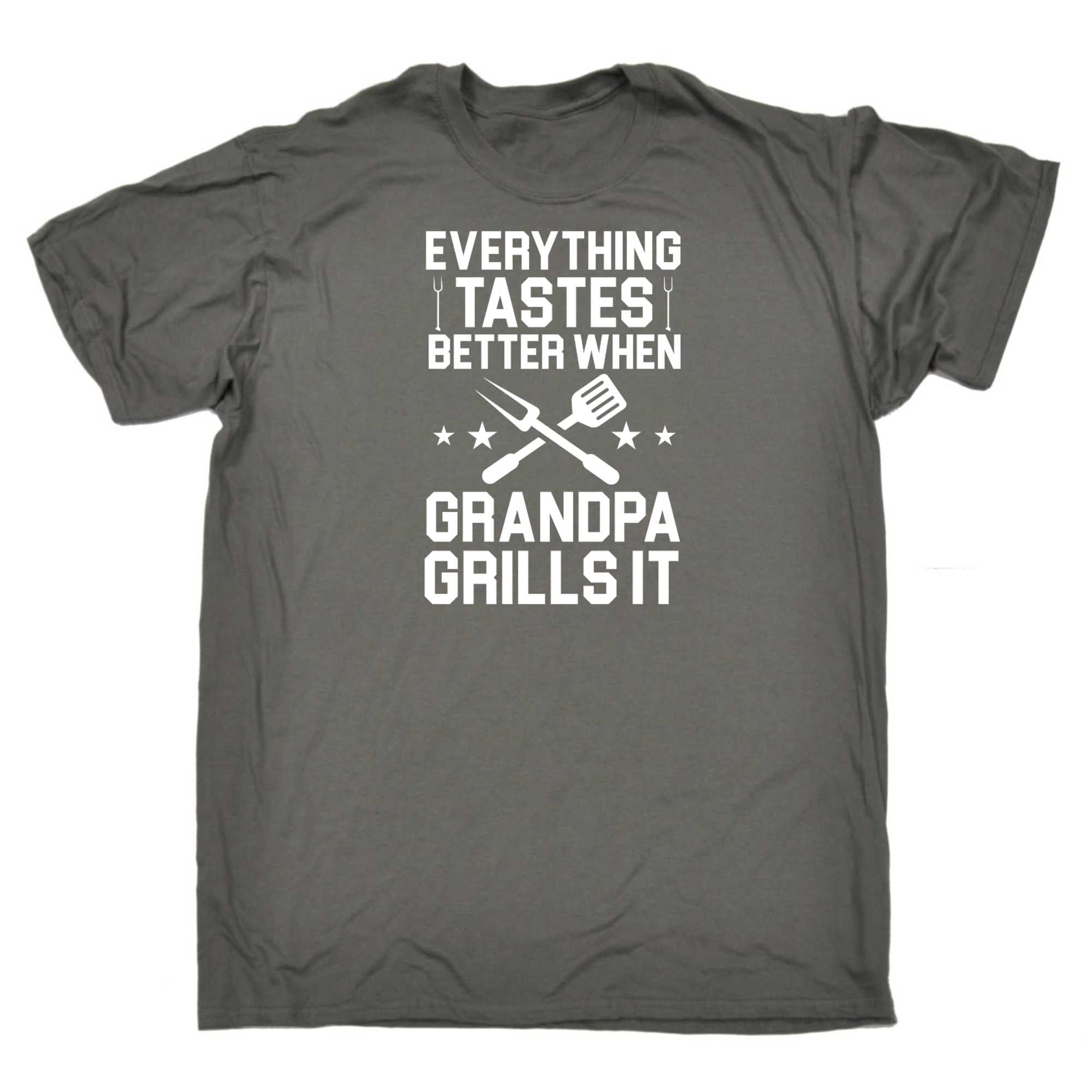 Everything Tastes Better Grills Grandpa Barbecue - Mens 123t Funny T-Shirt Tshirts