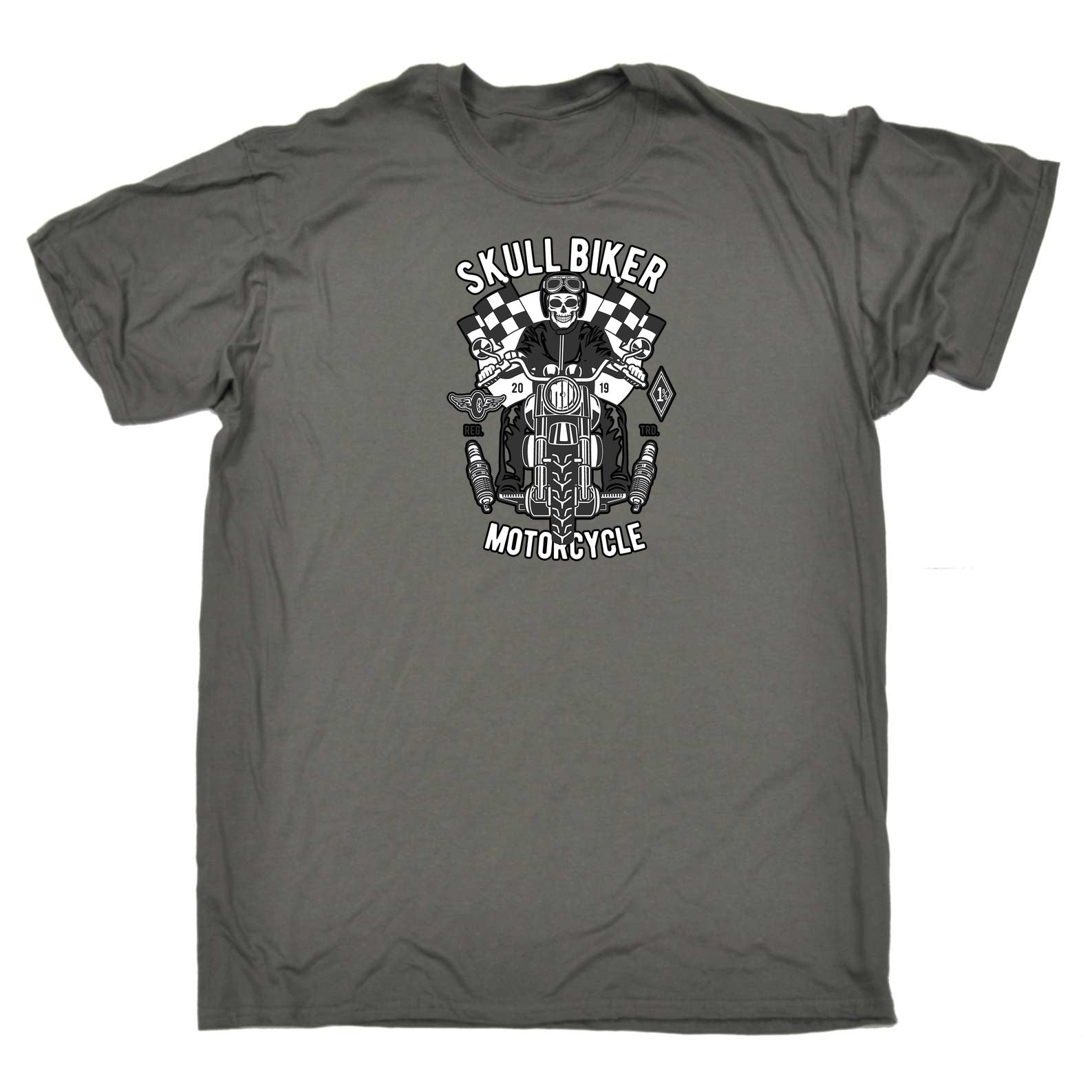 Skull Biker Motorcycle Motorbike - Mens 123t Funny T-Shirt Tshirts