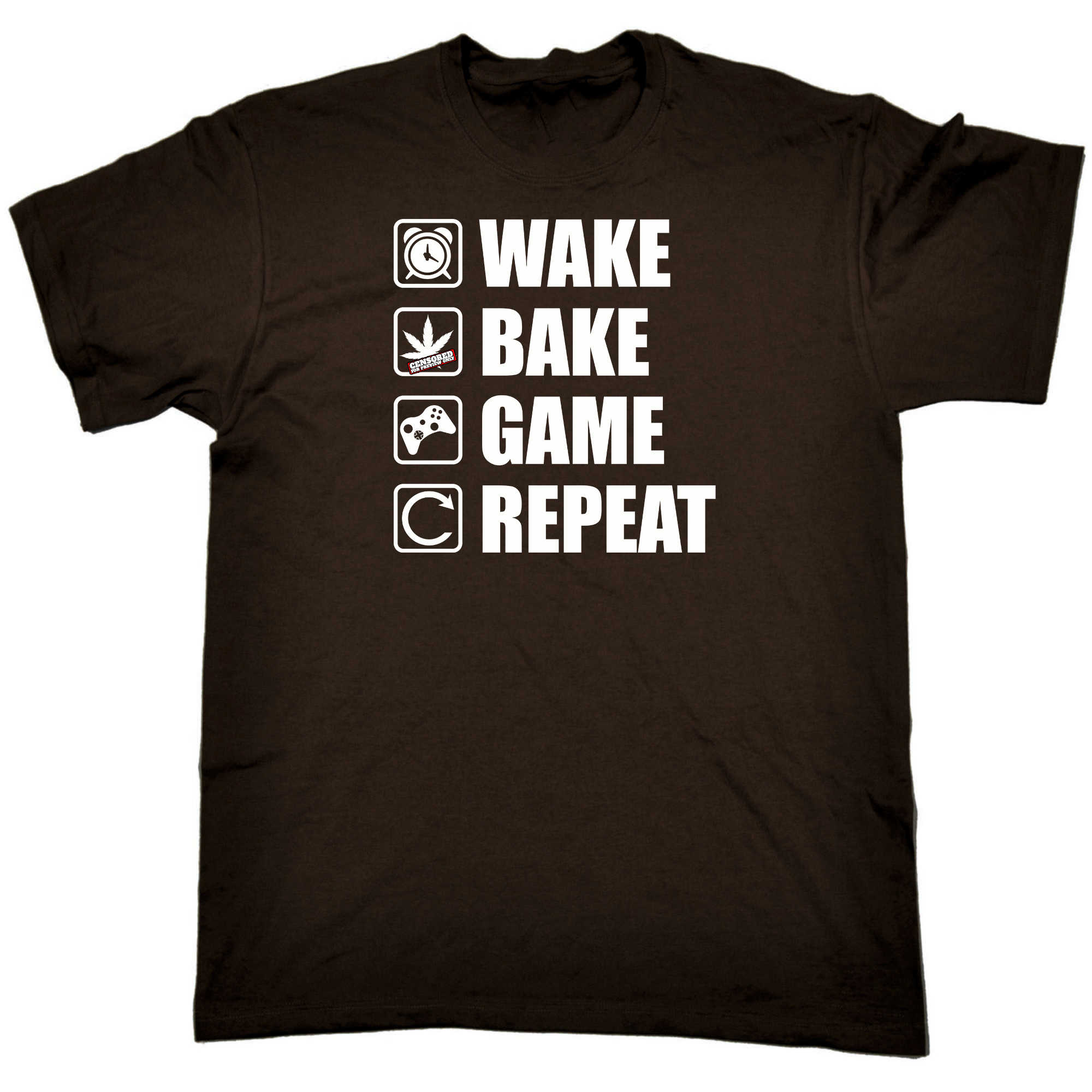Wake Bake Game Repeat Gamer Games - Mens 123t Funny T-Shirt Tshirts