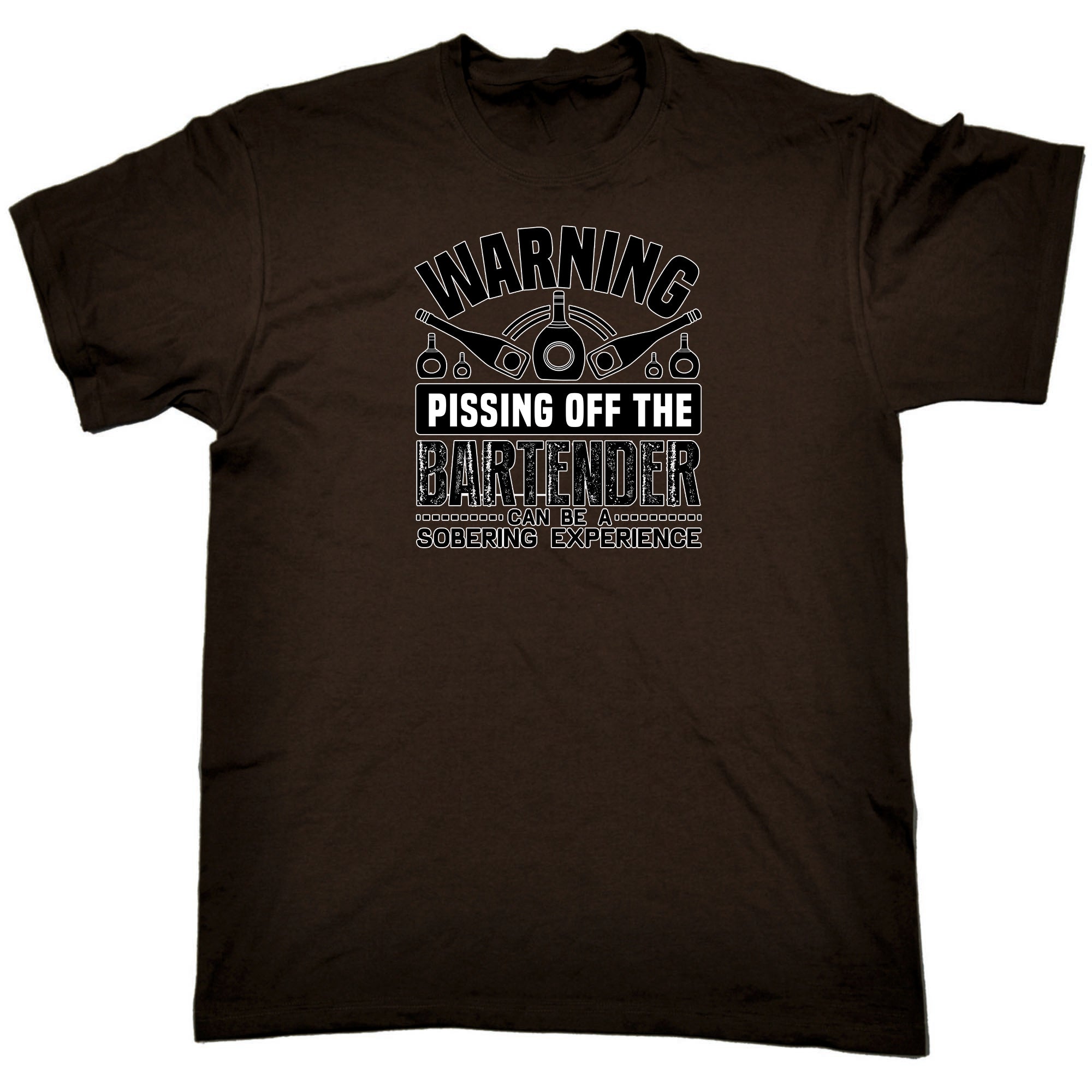 Warning Pissing Off The Bartender - Mens 123t Funny T-Shirt Tshirts