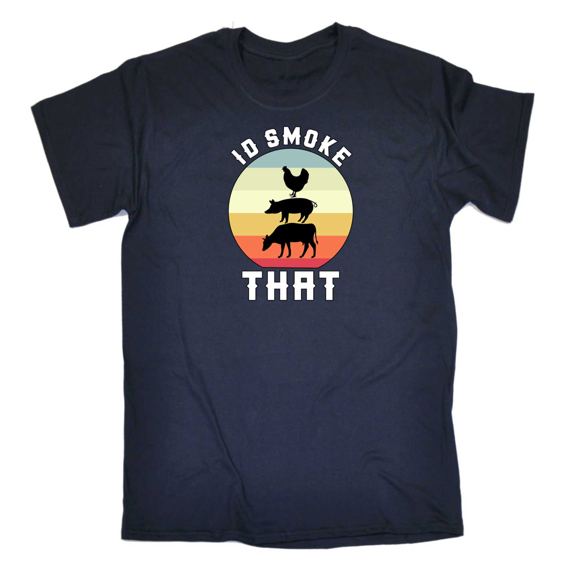 Id Smoke That Retro Sun Bbq Chef Dad - Mens 123t Funny T-Shirt Tshirts