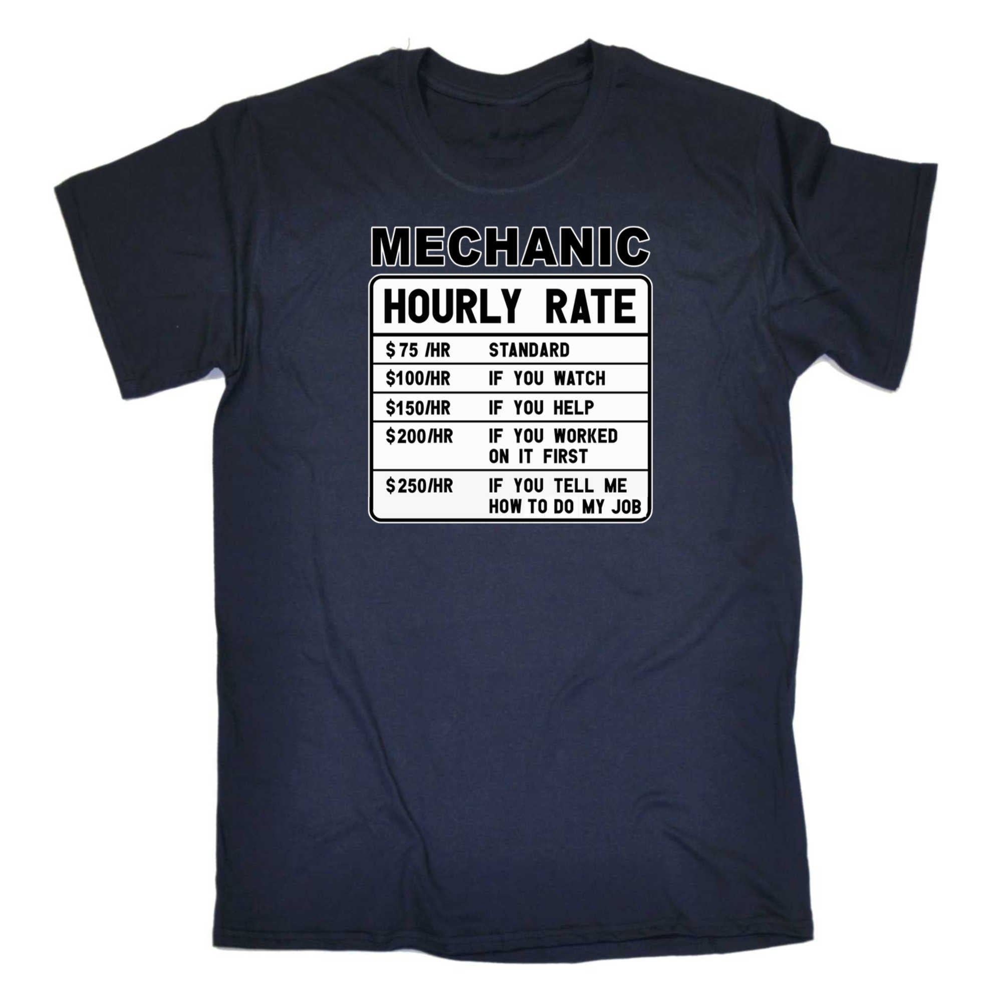 Mechanic Hourly Rate - Mens 123t Funny T-Shirt Tshirts