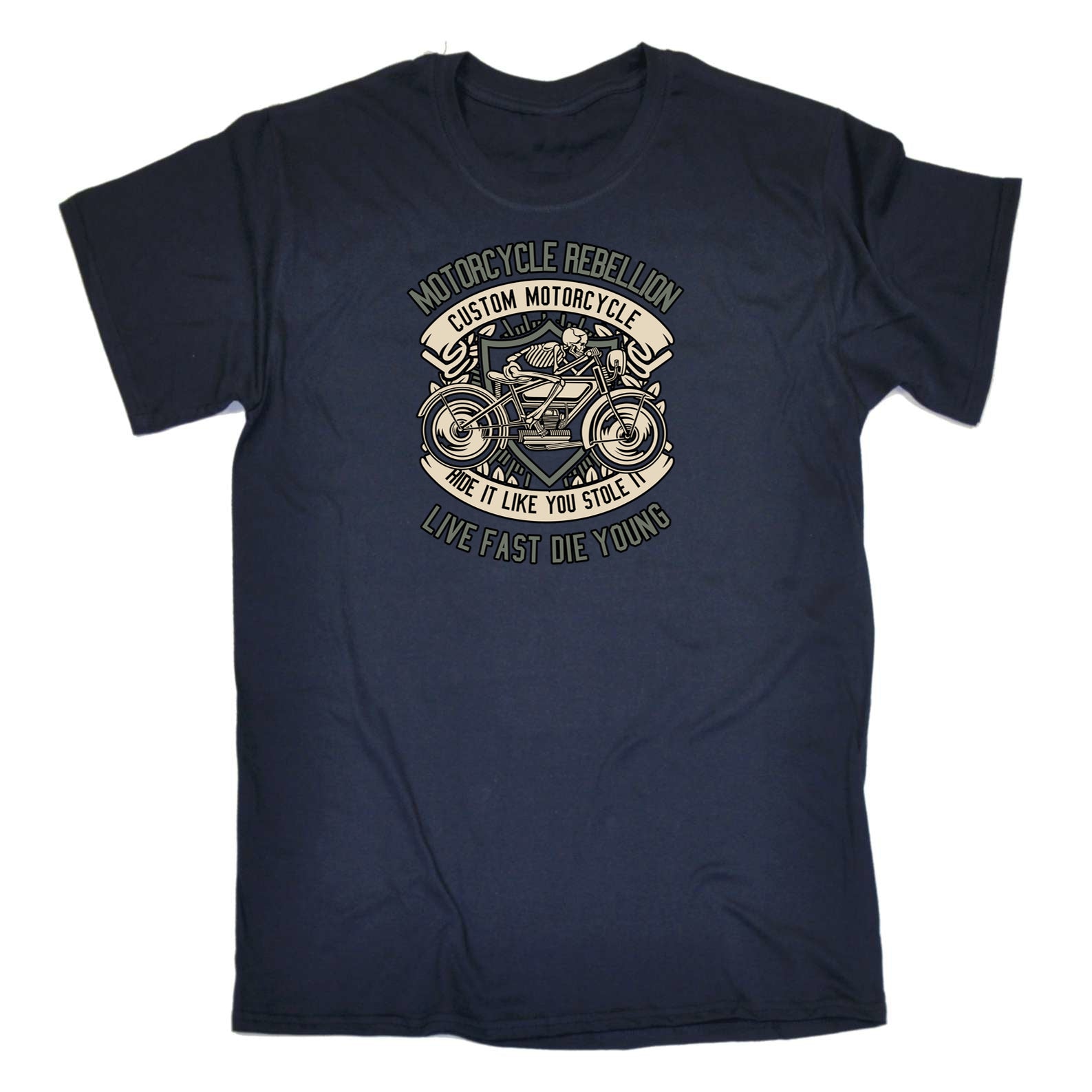 Skull Rebel Motorcycle Motorbike - Mens 123t Funny T-Shirt Tshirts