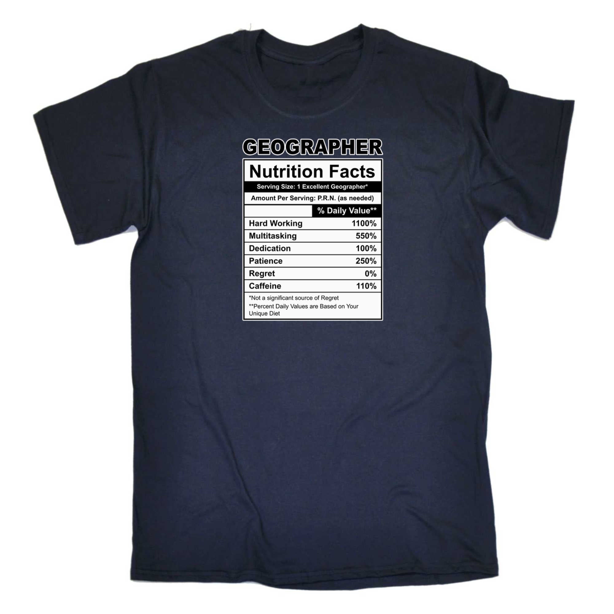 Geographer Nutrition Facts - Mens 123t Funny T-Shirt Tshirts