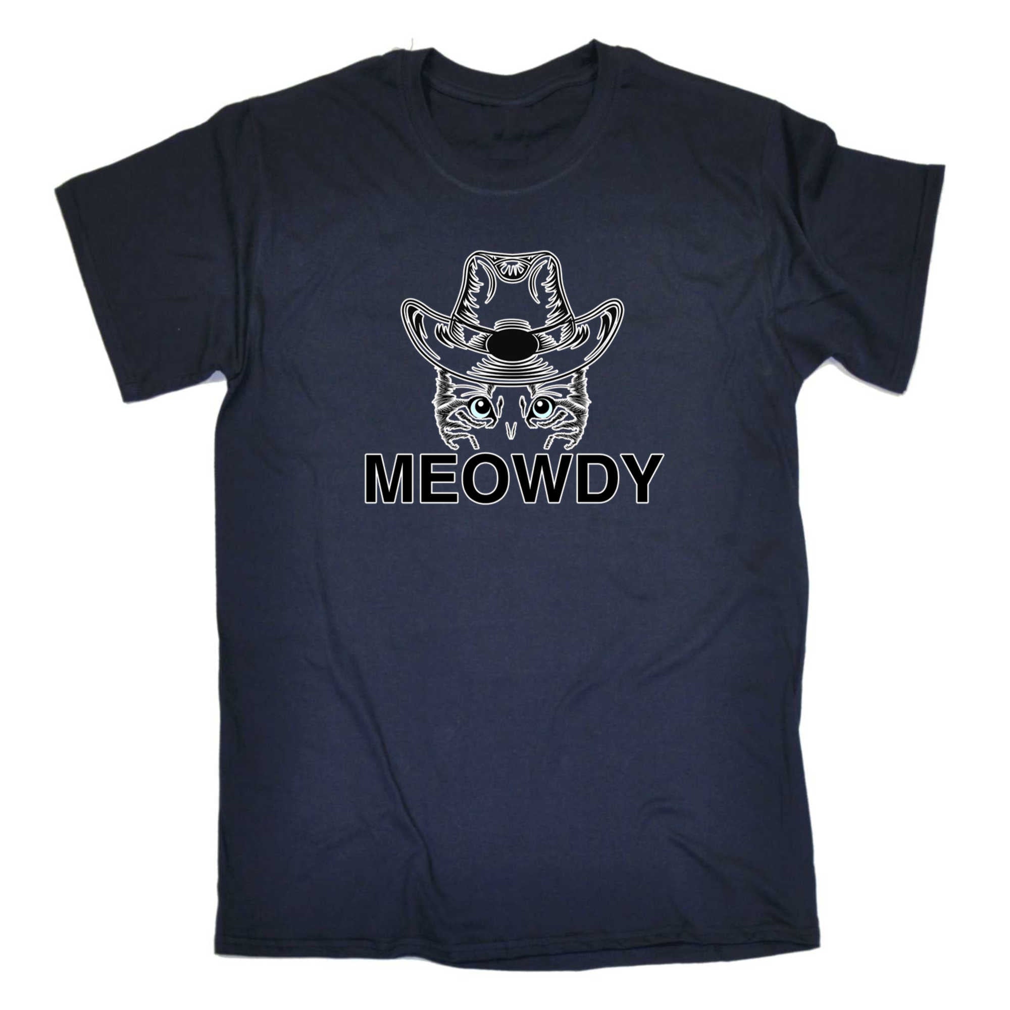 Meowdy Cat Cats - Mens 123t Funny T-Shirt Tshirts