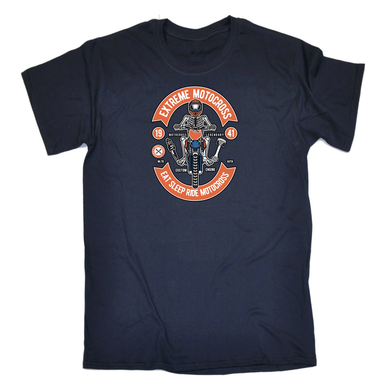 Skeleton Extreme Motocross - Mens 123t Funny T-Shirt Tshirts
