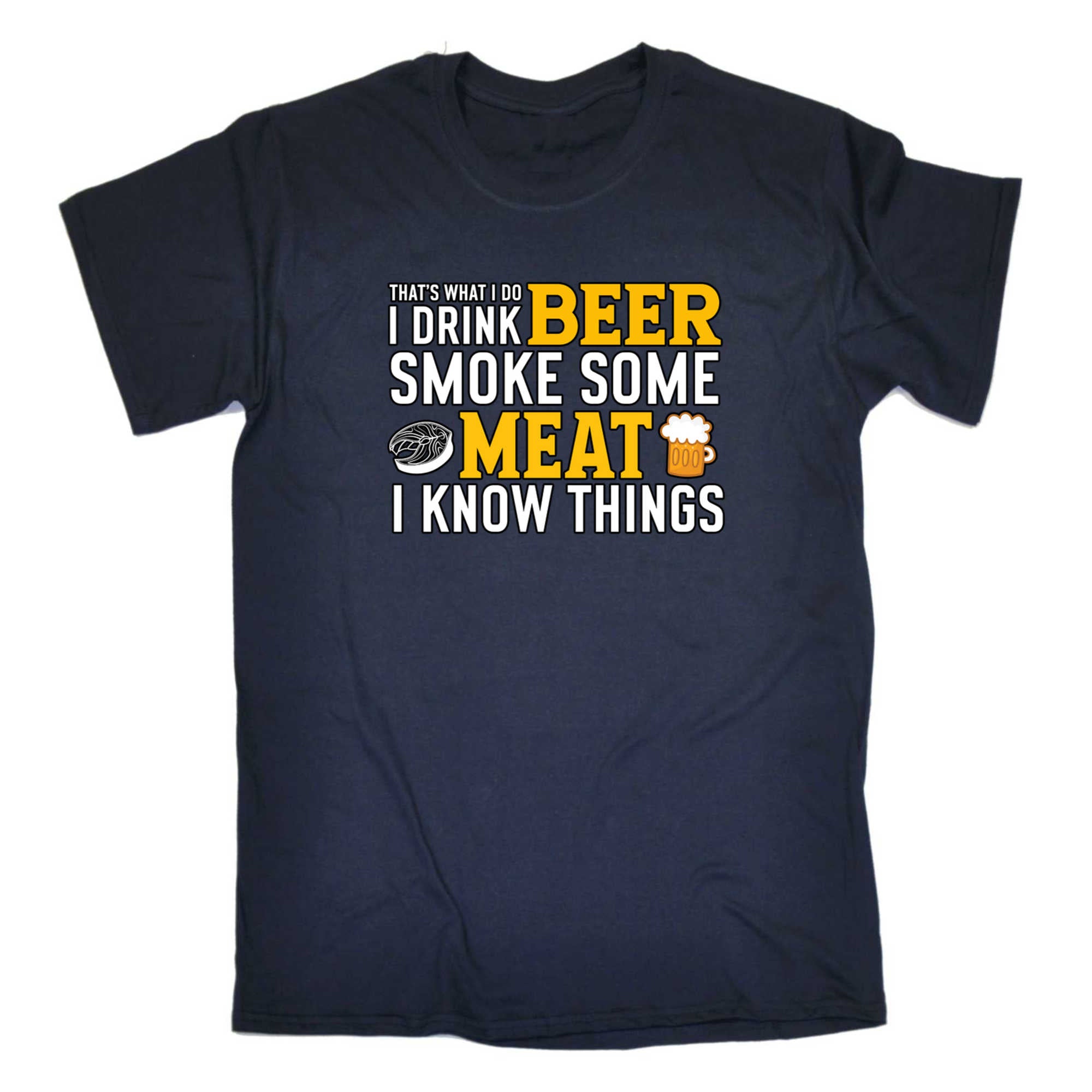 Drink Beer Smoke Meet Know Things Bbq - Mens 123t Funny T-Shirt Tshirts