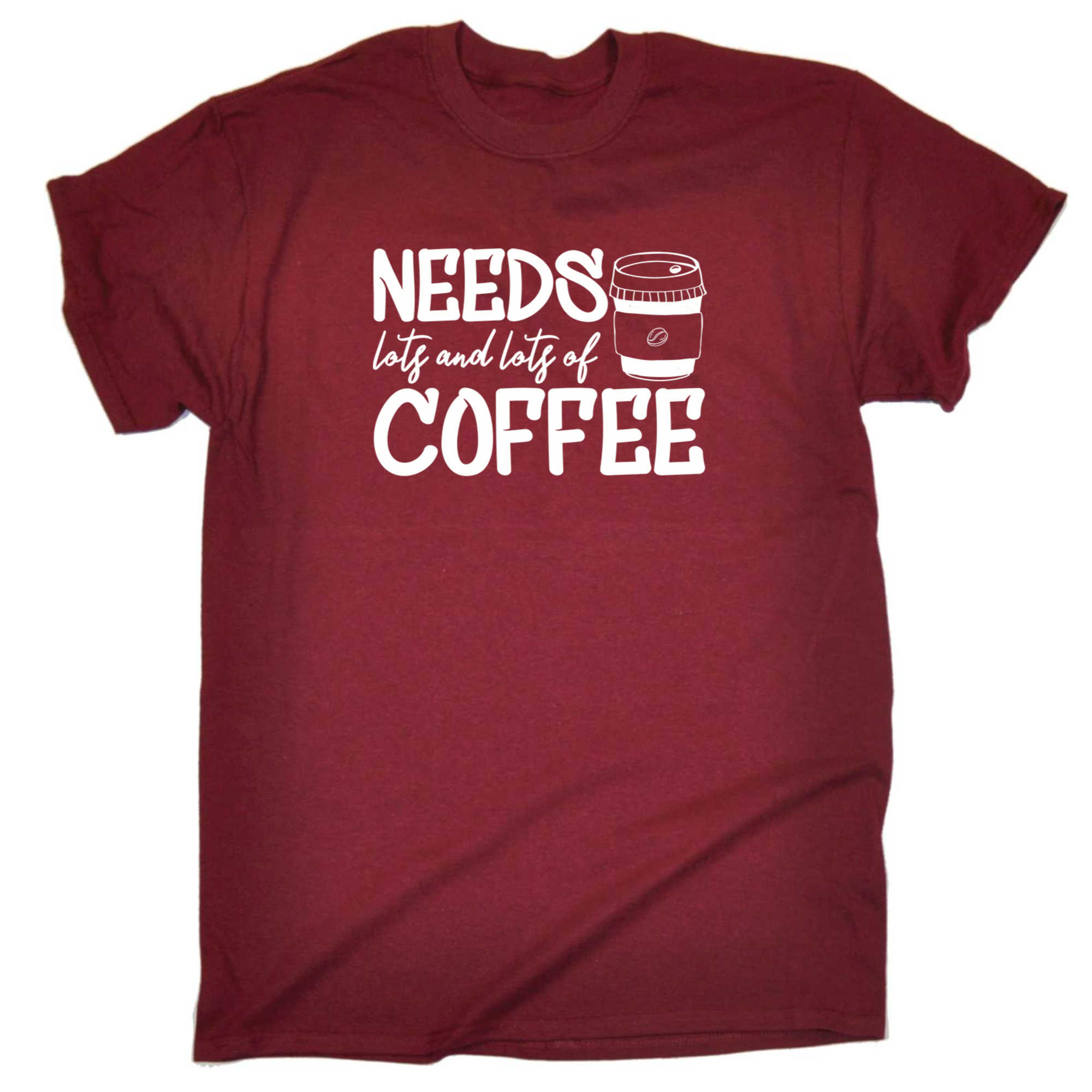 Needs Lots And Lots Of Coffee - Mens 123t Funny T-Shirt Tshirts