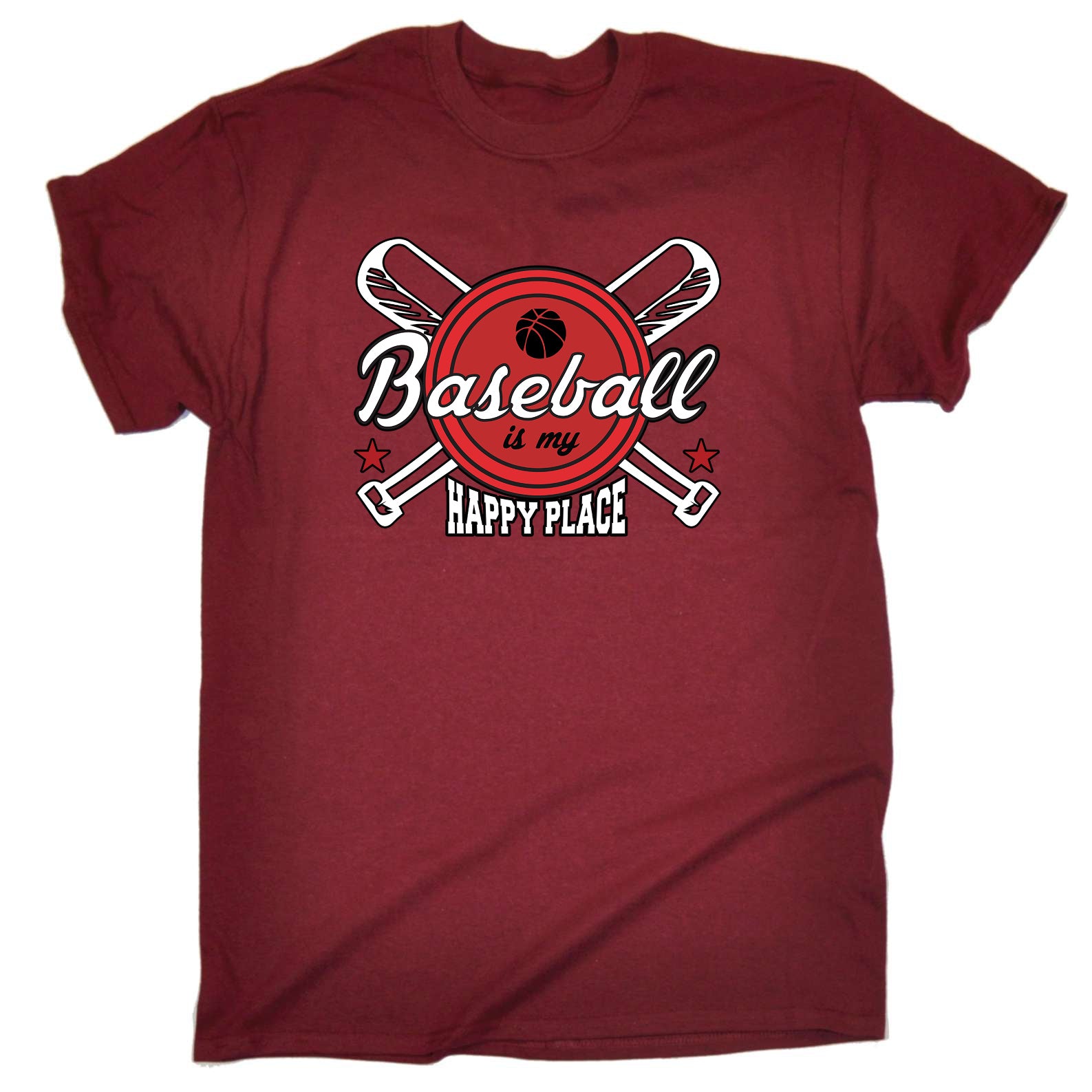 Baseball Is My Happy Place - Mens Funny T-Shirt Tshirts