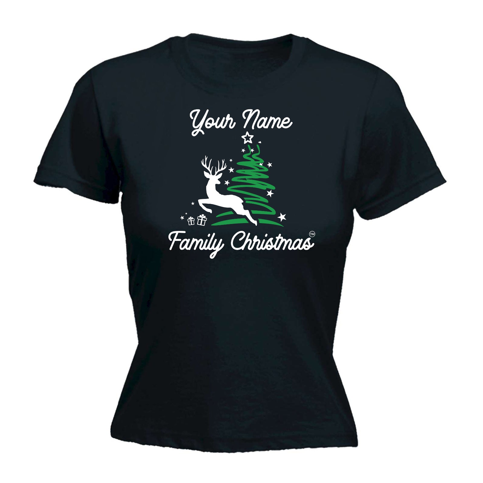 Family Christmas V2 Reindeer Tree Xmas - Funny Womens T-Shirt Tshirt