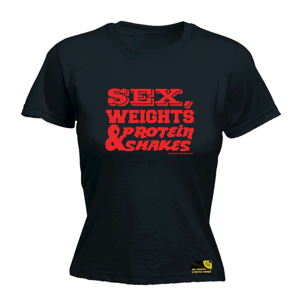 Swps Sex Weights Protein Shakes D1 Red - Funny Womens T-Shirt Tshirt