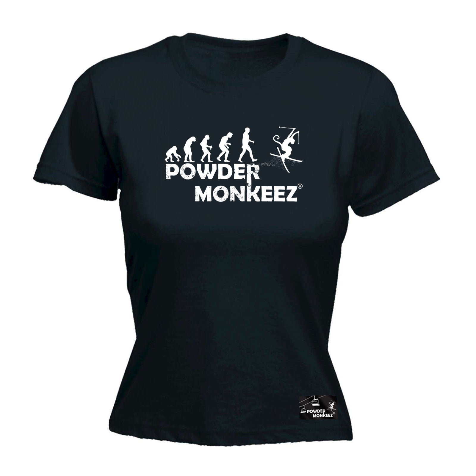 Pm Powder Monkeez Evolution - Funny Womens T-Shirt Tshirt