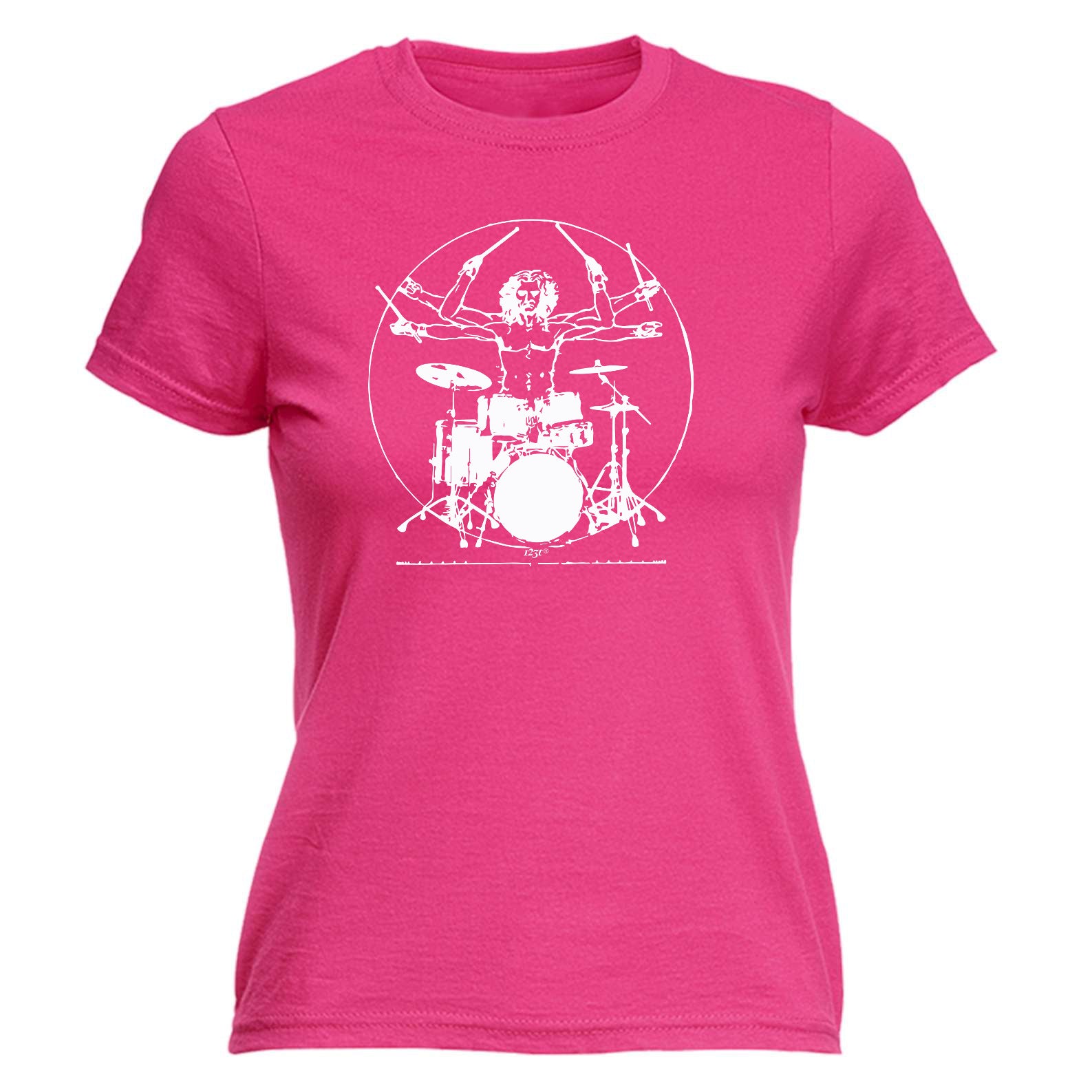 Leonardo Drummer Music White - Funny Womens T-Shirt Tshirt