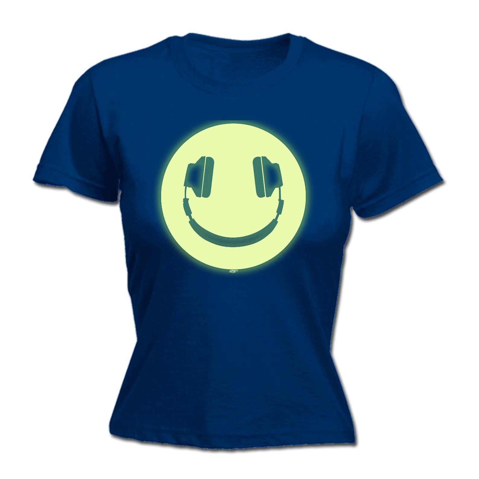 Headphone Smile Glow In The Dark - Funny Womens T-Shirt Tshirt