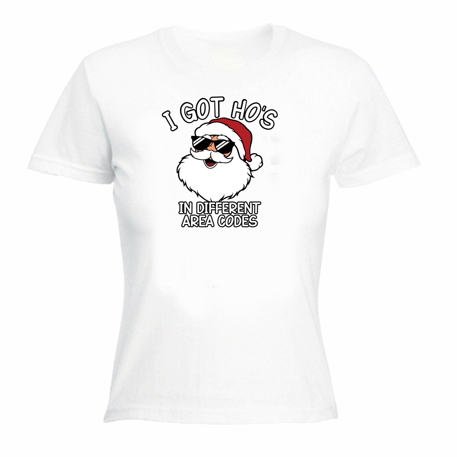 Christmas Santa I Got Hos In Different Area Codes - Funny Womens T-Shirt Tshirt