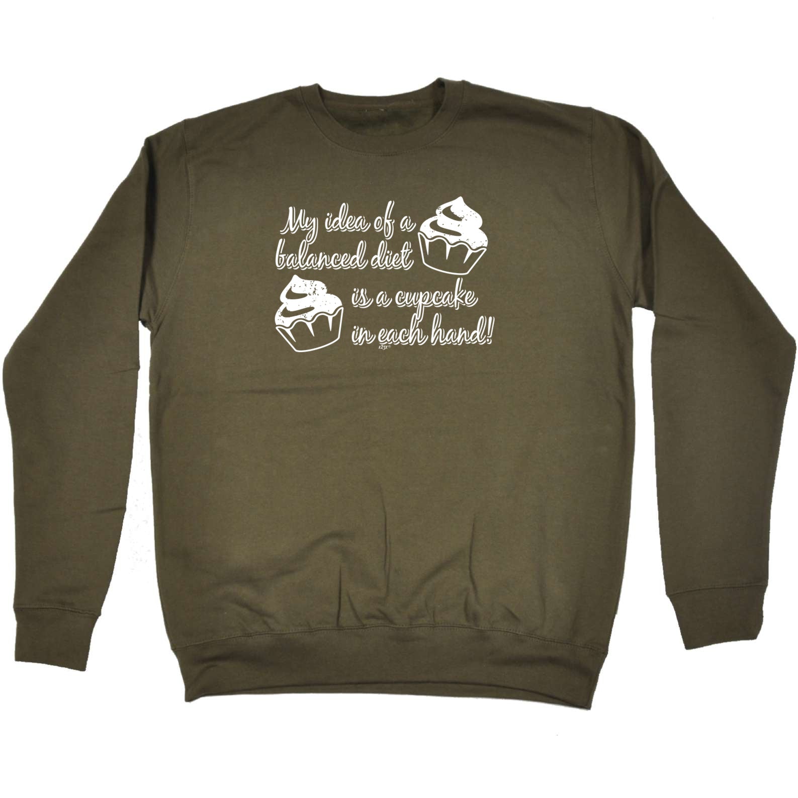 Balanced Diet Is A Cupcake Each Hand - Funny Sweatshirt