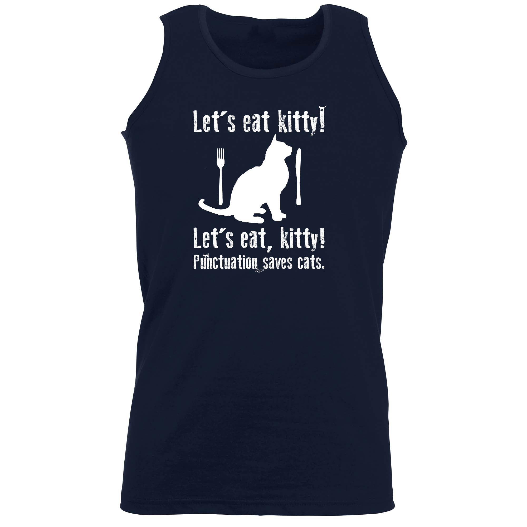 Lets Eat Kitty Punctuation Saves Cats - Funny Vest Singlet Unisex Tank Top