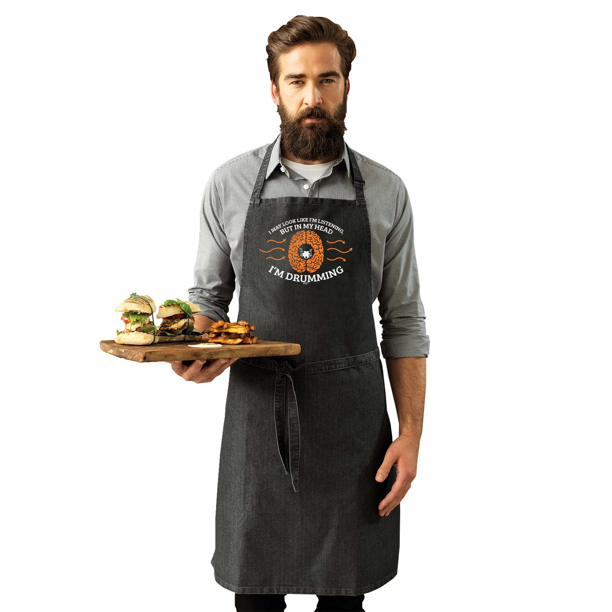 May Look Like Im Listening Im Drumming - Funny Kitchen Apron