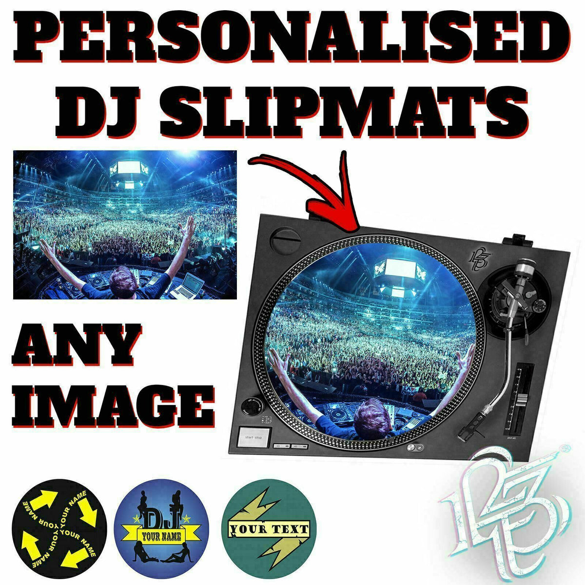 Personalised DJ Record Turntable Scratch Slipmats vinyl disc jockey