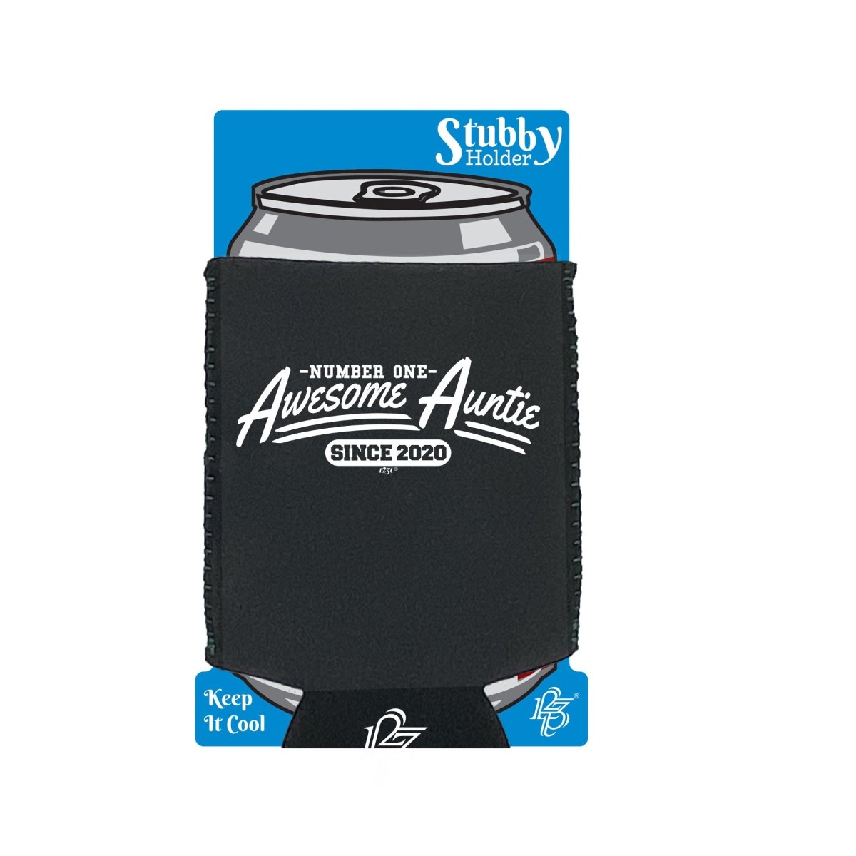 2020 Awesome Auntie Since - Funny Novelty Stubby Holder With Base - 123t Australia | Funny T-Shirts Mugs Novelty Gifts