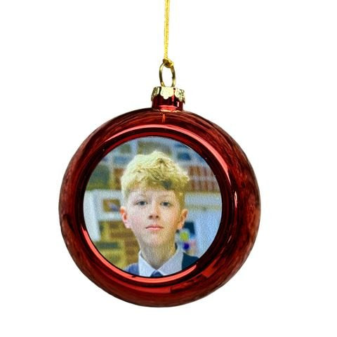 4 x Christmas Tree Baubles Decorations Personalised Photo Xmas Hanging Bauble - 123t Australia | Funny T-Shirts Mugs Novelty Gifts
